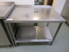 MOFFAT STAINLESS STEEL PREP TABLE WITH UNDERSHELF; 1000 X 700 X 850MM