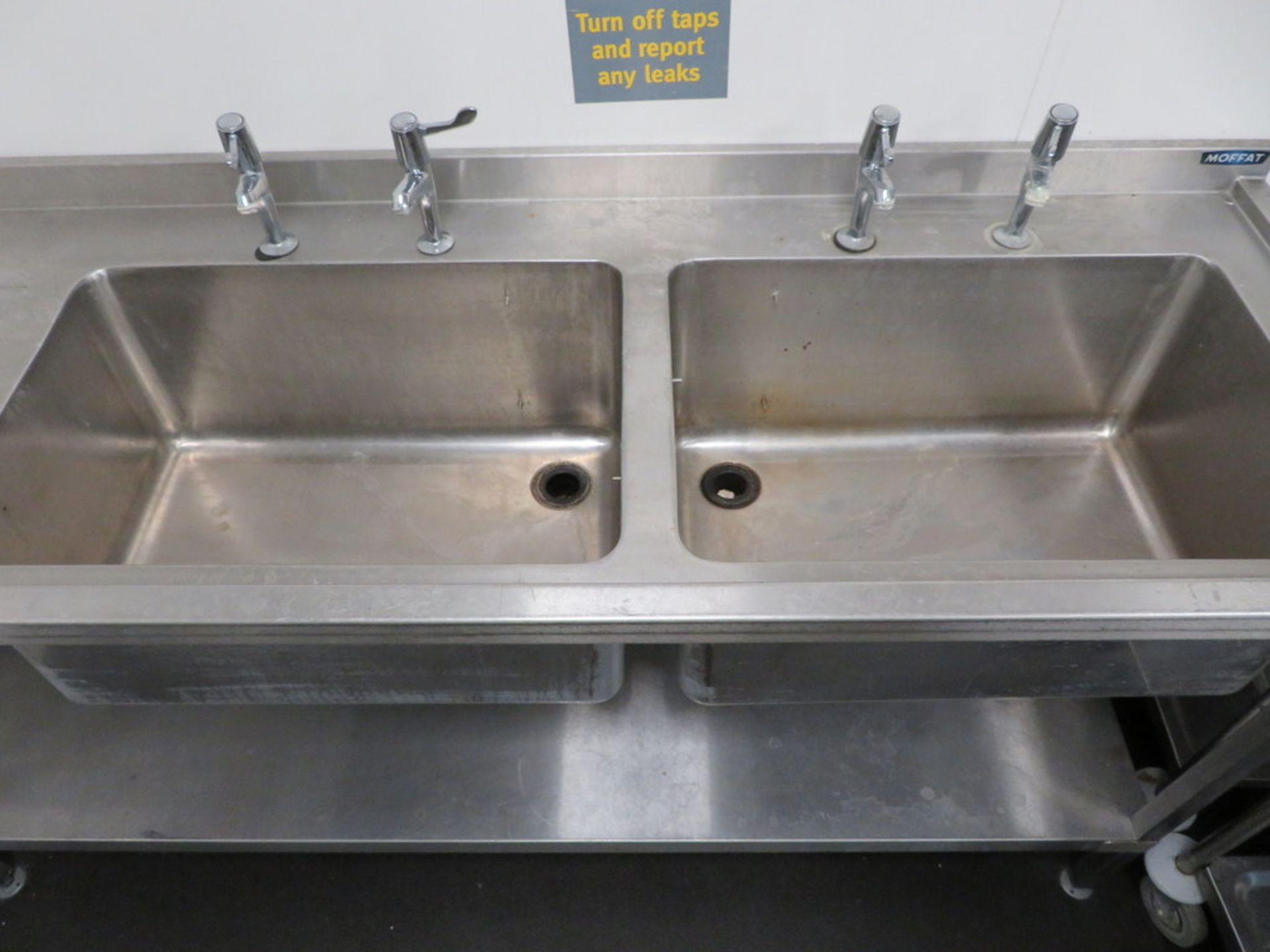MOFFAT STAINLESS STEEL TWIN DEEP BOWL SINK UNIT WITH UNDERTIER - Image 2 of 2