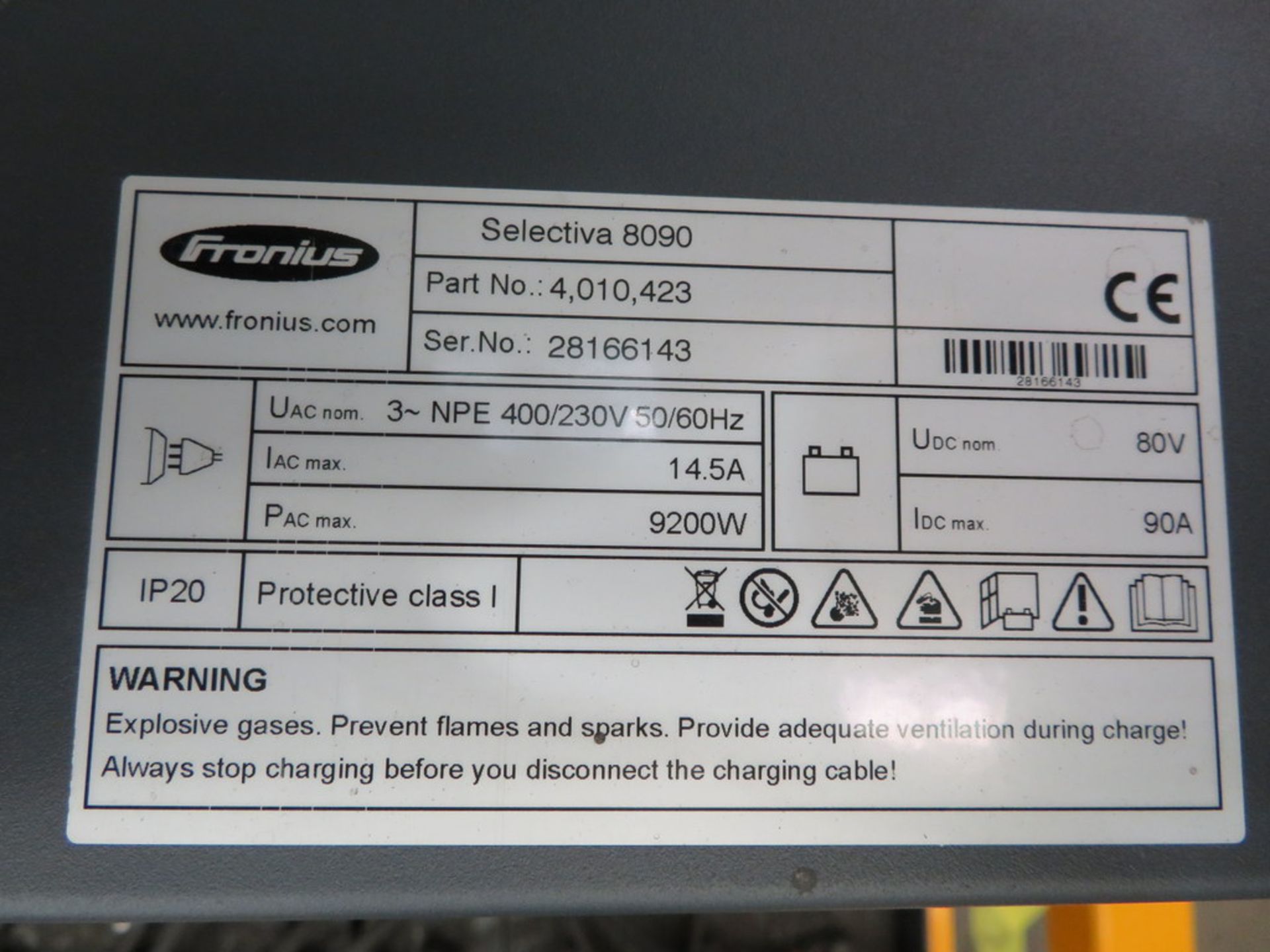 FRONIUS SELECTIVA 8090 8KW - 80V BATTERY CHARGER; SERIAL NO 28166143 - Image 2 of 2