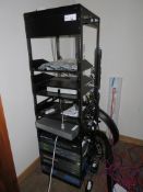 RACK OF AUDIO EQUIPMENT INCLUDING