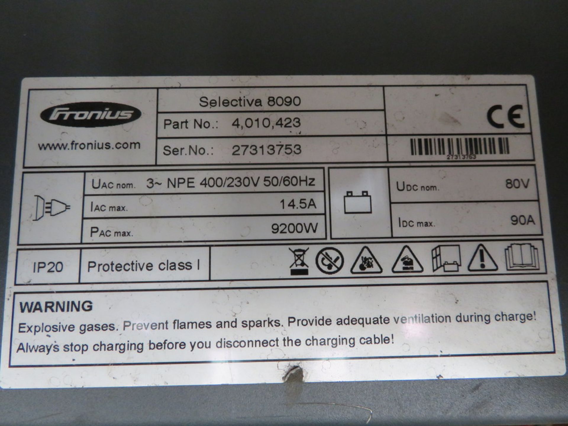 FRONIUS SELECTIVA 8090 8KW - 80V BATTERY CHARGER; SERIAL NO 27313753 - Image 2 of 2