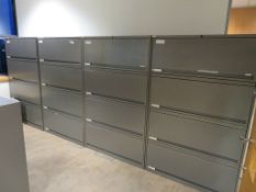 16 X GREY METAL FILING UNITS, LIGHTWOOD EFFECT DESK