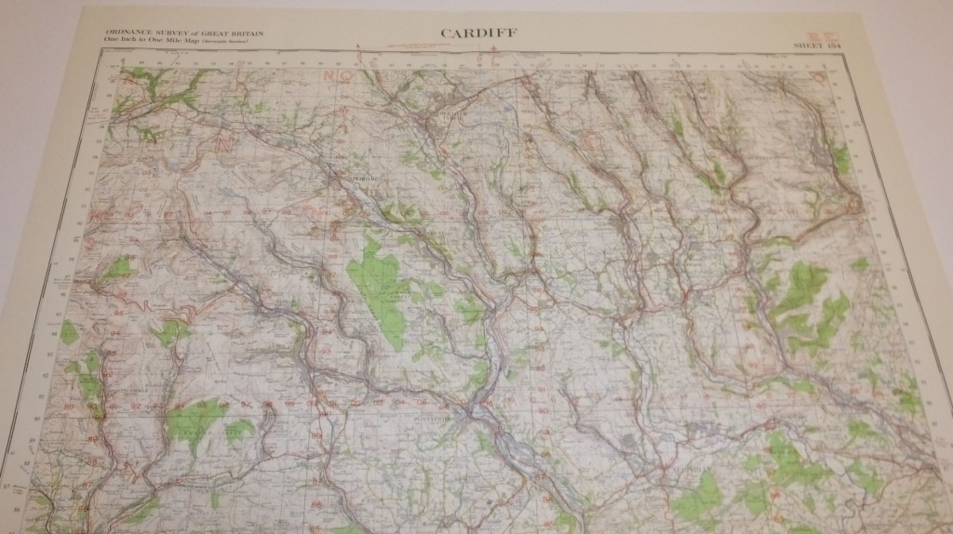 23x ENGLAND & WALES MAP CARDIFF 1INCH 1MILE 1961 7TH SERIES 3GSGS SHEET 154 - Image 3 of 5