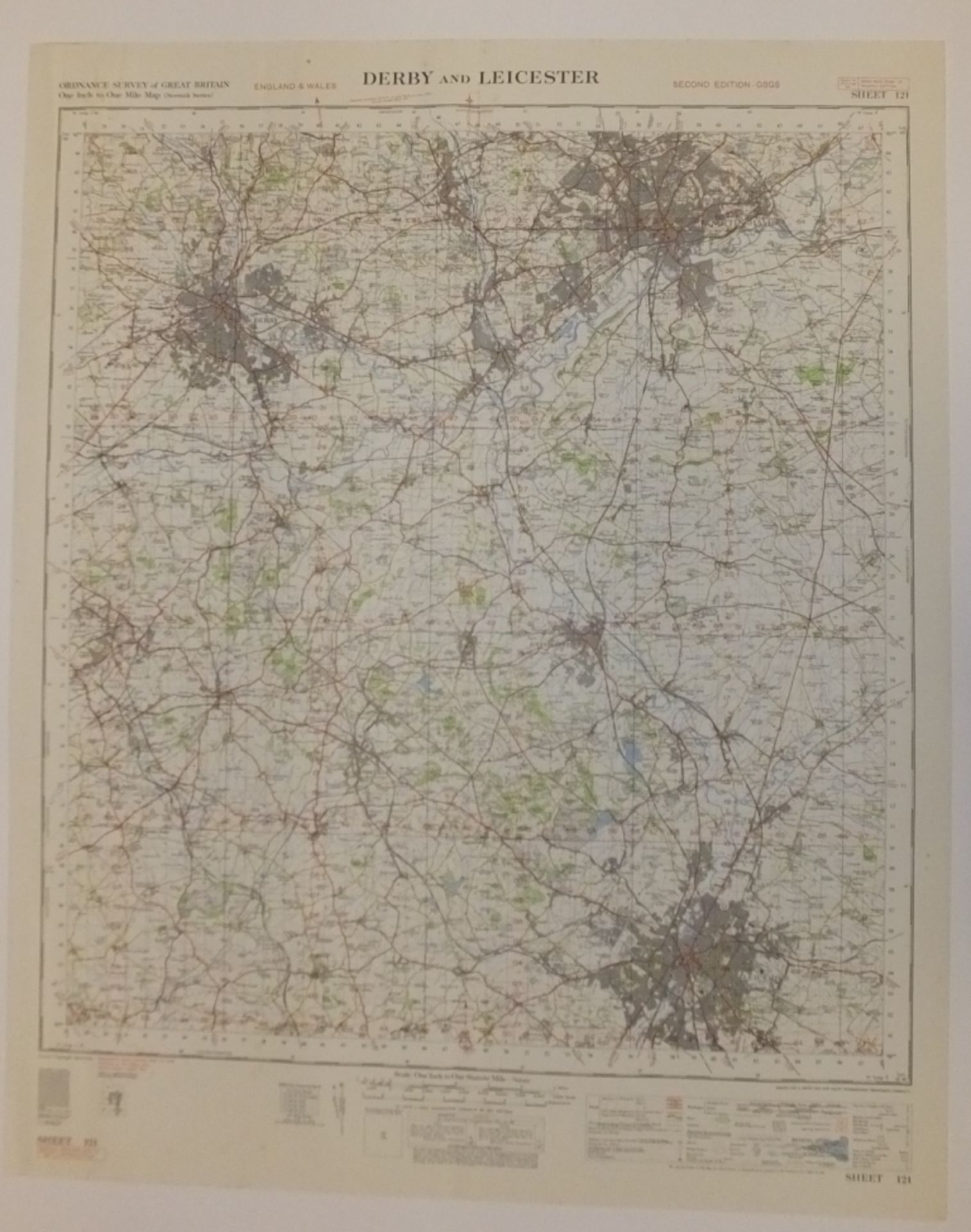 15x ENGLAND & WALES MAP DERBY LEICESTER 1INCH 1MILE 1954 7TH SERIES 2GSGS SHEET 121