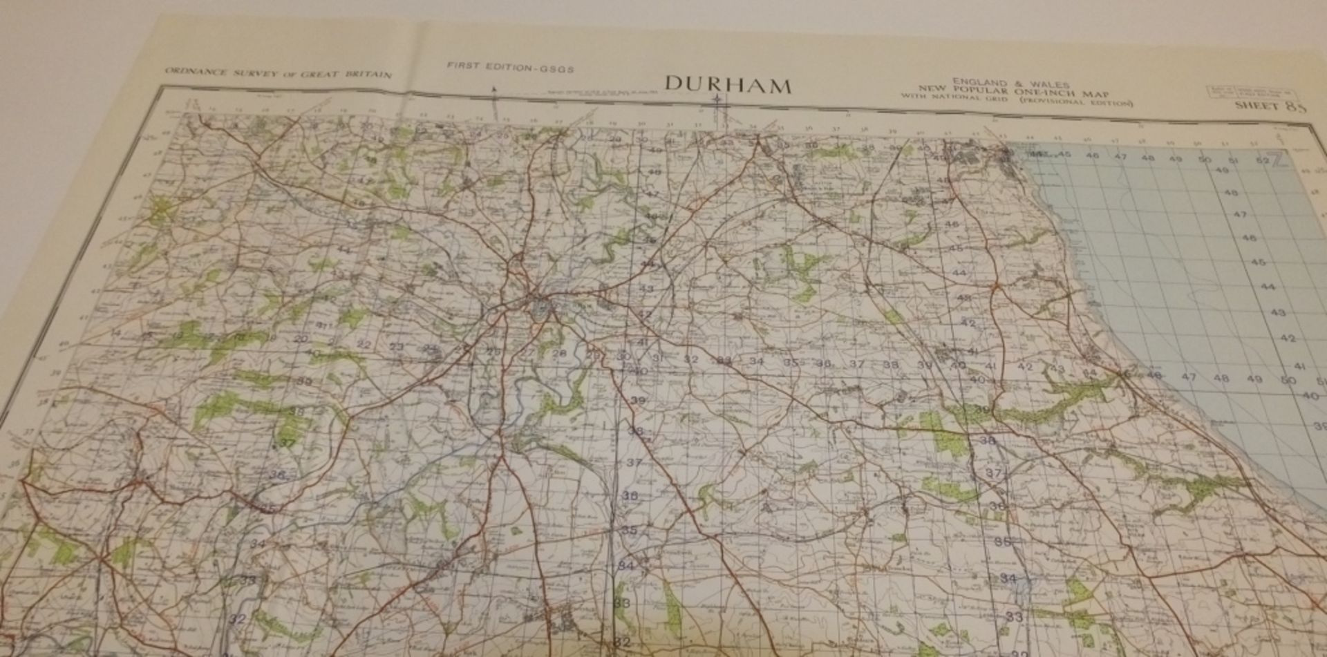 26x ENGLAND & WALES MAP DURHAM 1INCH 1MILE 1954 1ST EDITION 4620GSGS SHEET 85 - Bild 2 aus 4