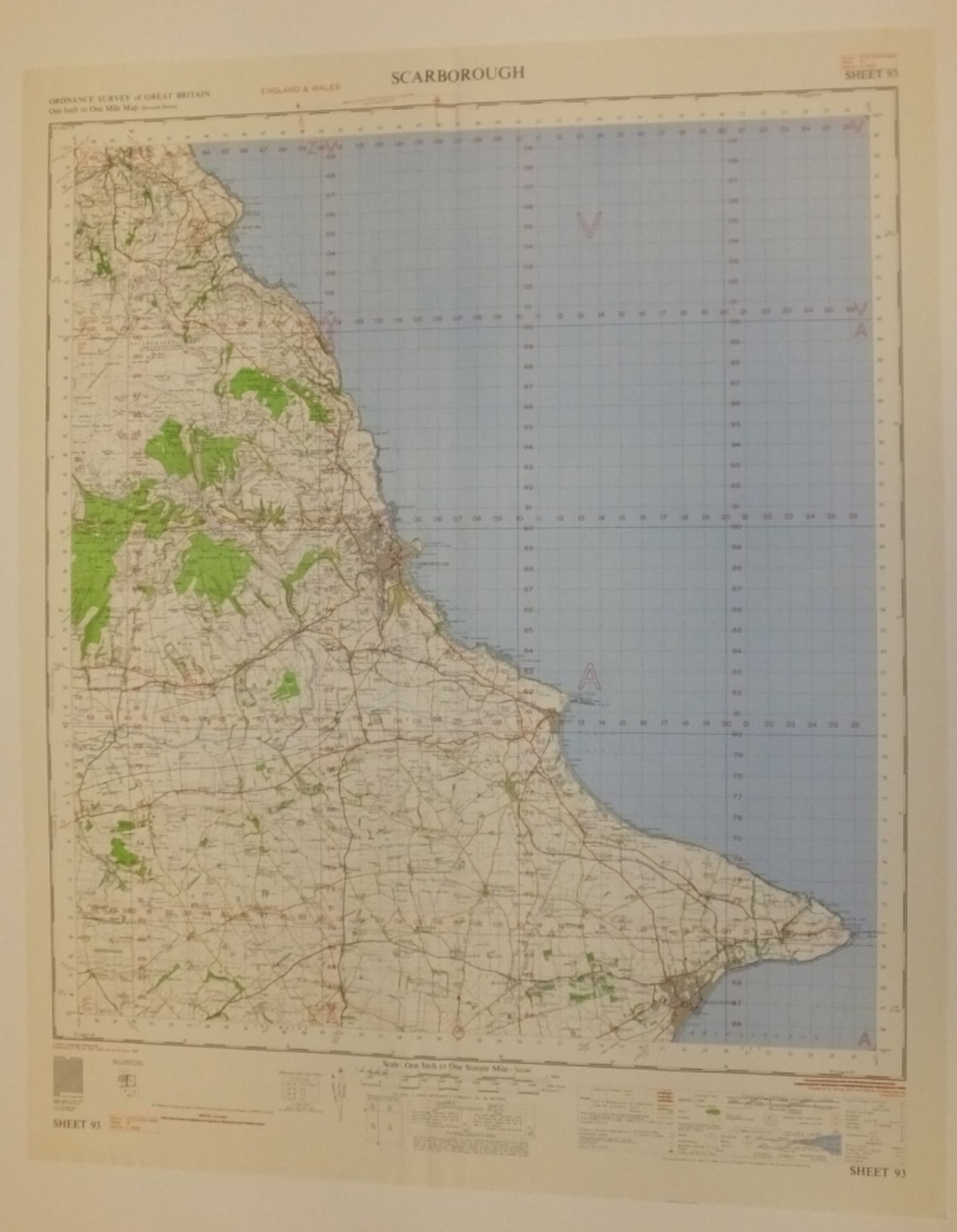22x ENGLAND & WALES MAP SCARBOROUGH 1INCH 1MILE 1958 3 EDITION 4620 GSGS SHEET 93