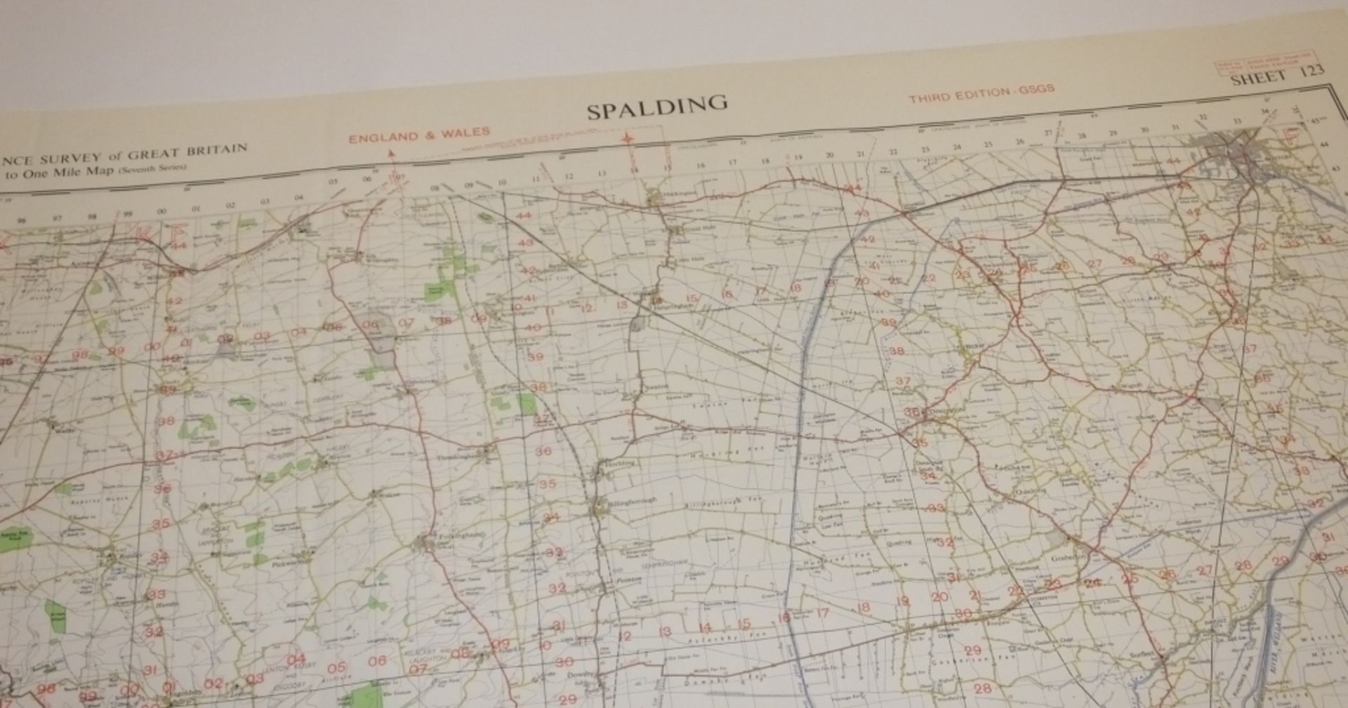 25x ENGLAND & WALES MAP SPALDING 1INCH 1MILE 1954 7TH SERIES 3GSGS SHEET 123 - Bild 2 aus 4