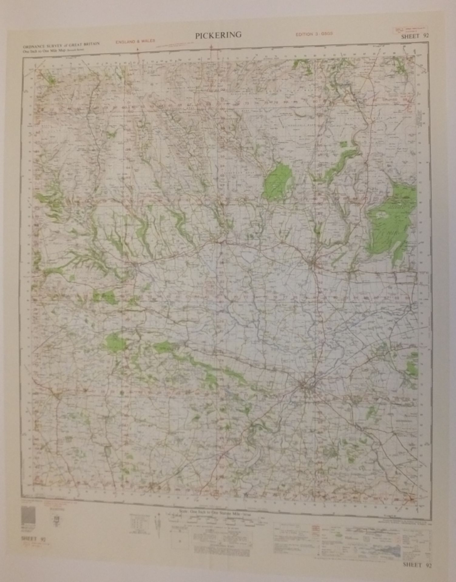 25x ENGLAND & WALES MAP PICKERING 1INCH 1MILE 1955 3 EDITION 4620GSGS SHEET92