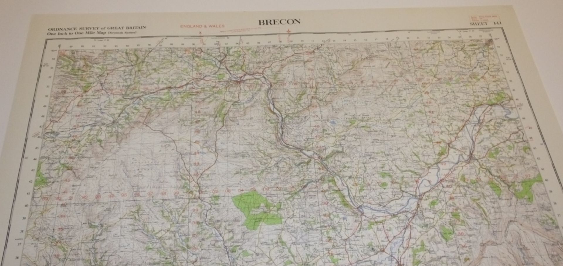 23x ENGLAND & WALES MAP BRECON 1INCH 1MILE 1958 7TH SERIES 3GSGS SHEET 141 - Bild 2 aus 5