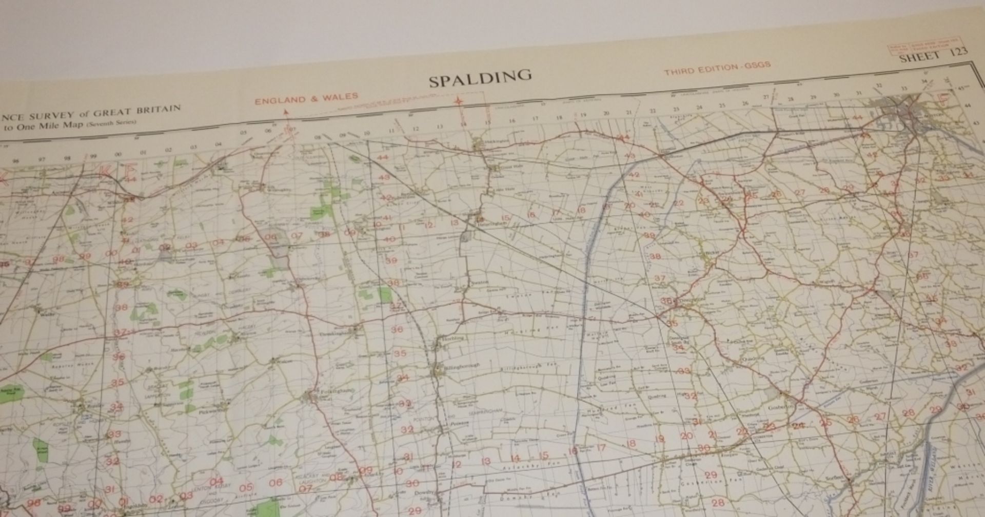 25x ENGLAND & WALES MAP SPALDING 1INCH 1MILE 1954 7TH SERIES 3GSGS SHEET 123 - Bild 3 aus 4