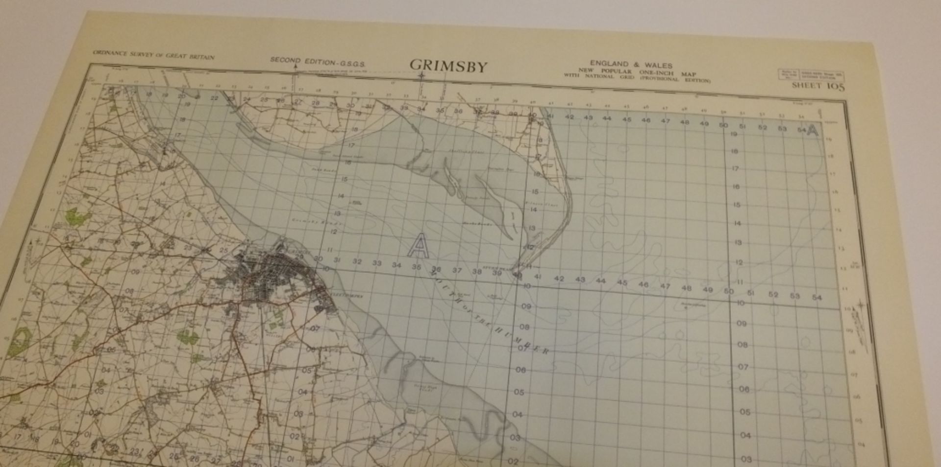 22x ENGLAND & WALES MAP GRIMSBY 1INCH 1MILE 1953 2ND EDITION 4620GSGS SHEET 105 - Bild 2 aus 4