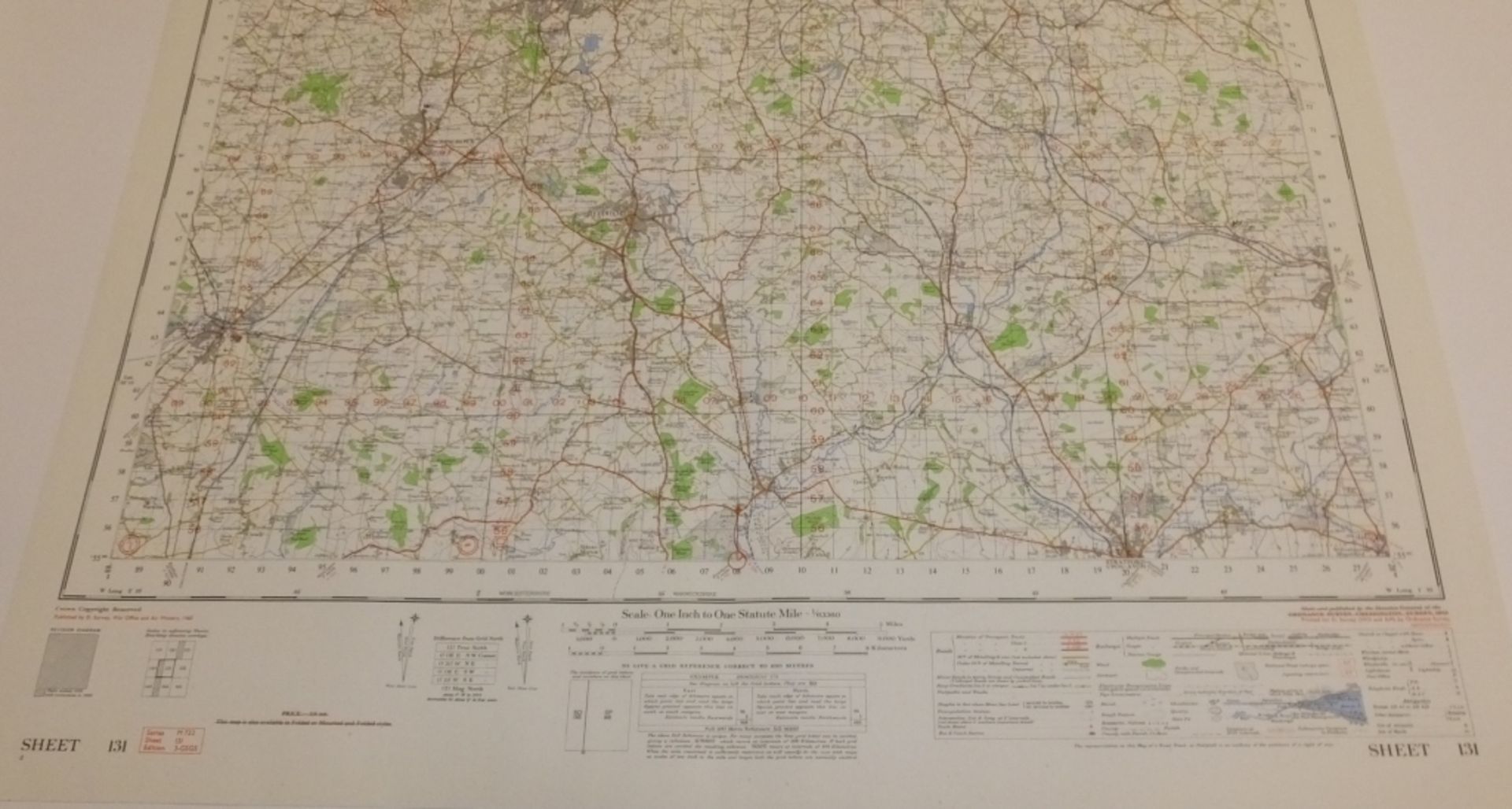 17x ENGLAND & WALES MAP BIRMINGHAM 1INCH 1MILE 1960 7TH SERIES 3GSGS SHEET 131 - Bild 5 aus 5