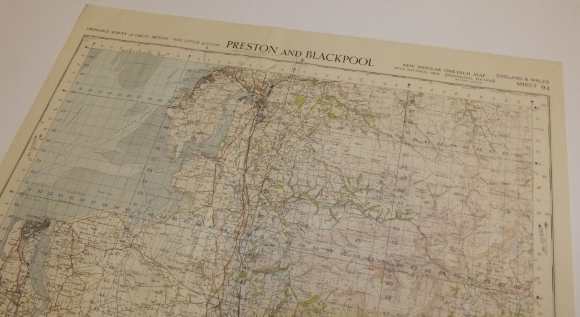 5x ENGLAND & WALES MAP PRESTON BLACKPOOL 1INCH 1MILE 1948 WAR OFFICE EDITION 4620 GSGS SHE - Bild 2 aus 4