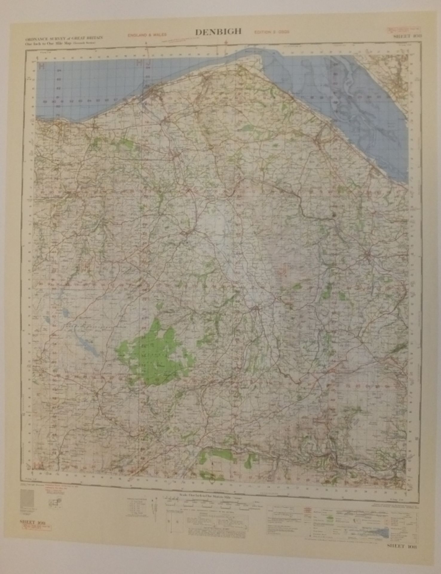 27x ENGLAND & WALES MAP DENBIGH 1INCH 1MILE 1955 3RD EDITION 3 GSGS SHEET 108