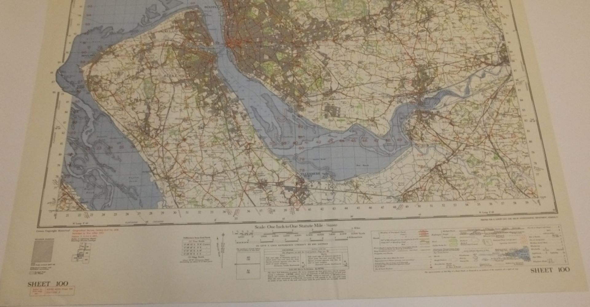 24x ENGLAND & WALES MAP LIVERPOOL 1INCH 1MILE 1953 7TH SERIES 4620GSGS SHEET 100 - Bild 4 aus 4