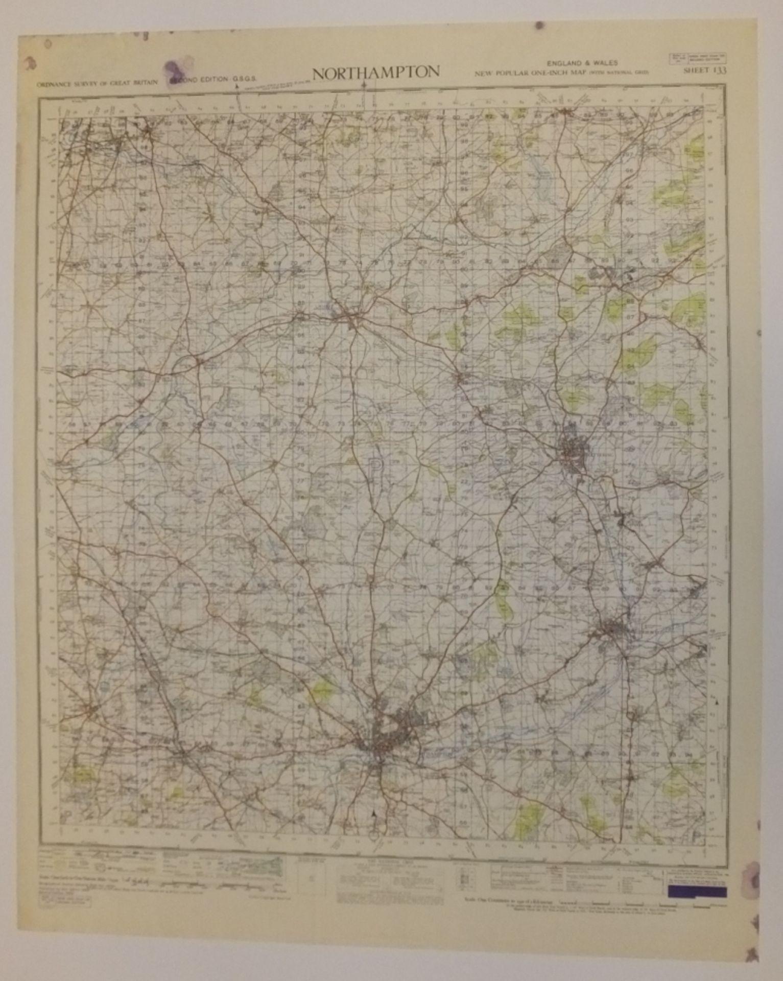 27x ENGLAND & WALES MAP NORTHAMPTON 1INCH 1MILE 1952 2ND EDITION 4620GSGS SHEET 133