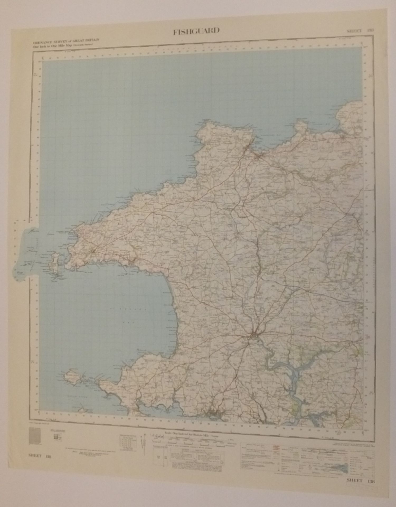 29x ENGLAND & WALES MAP FISHGUARD 1INCH 1MILE 1954 7TH SERIES 2GSGS SHEET 138