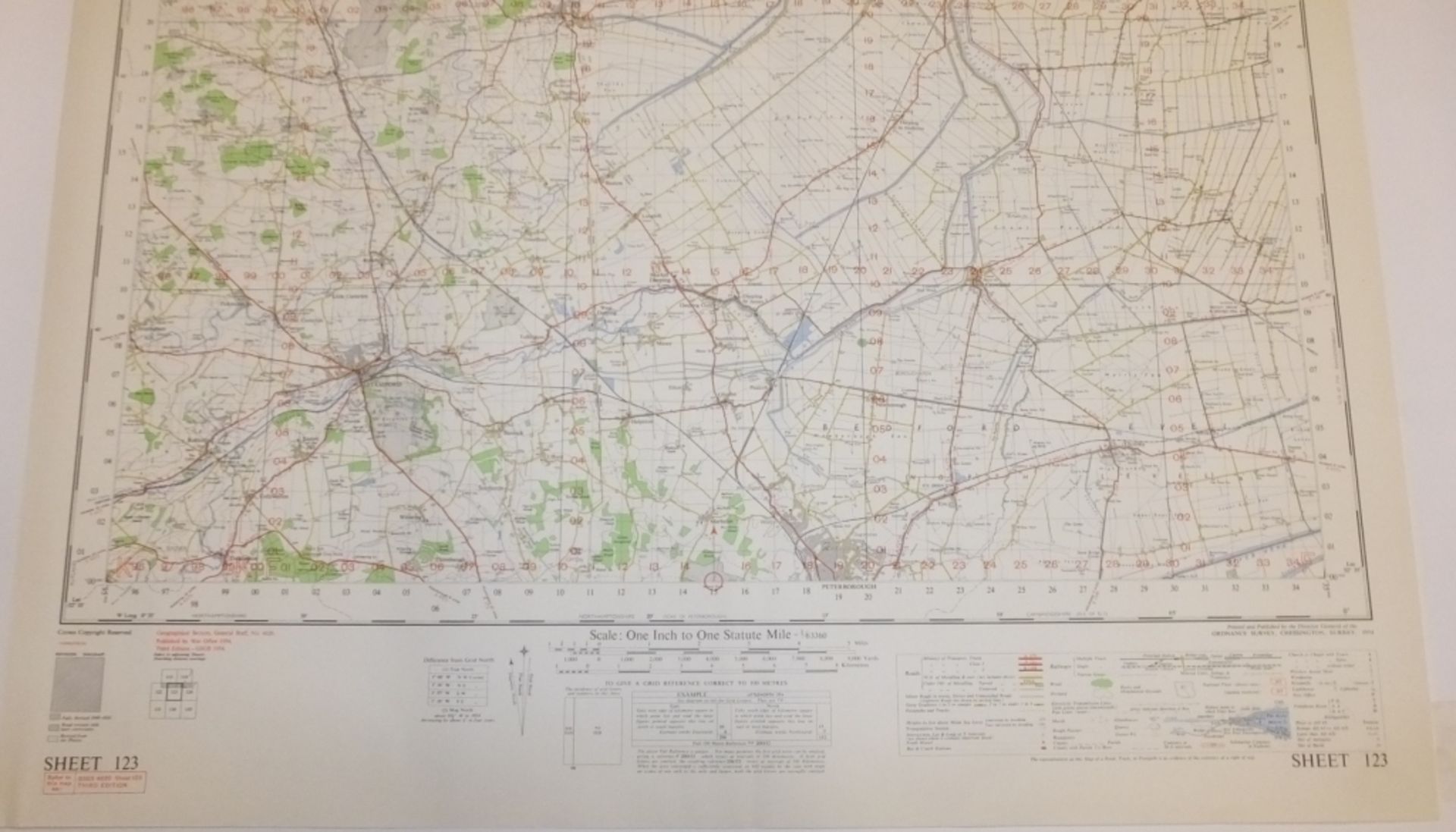 25x ENGLAND & WALES MAP SPALDING 1INCH 1MILE 1954 7TH SERIES 3GSGS SHEET 123 - Bild 4 aus 4