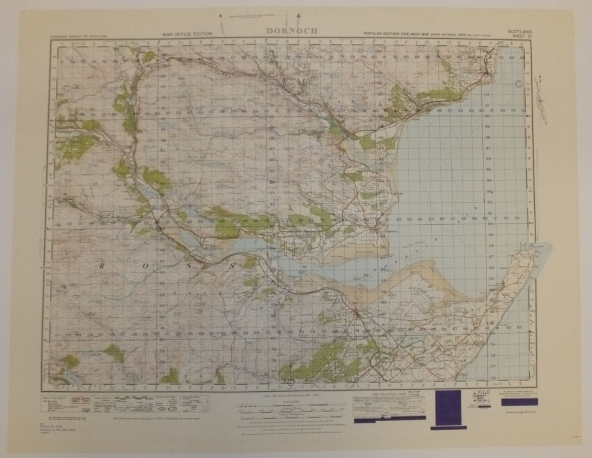29x SCOTLAND MAP DORNOCH 1INCH 1MILE 1949 POPULAR EDITION 4639GSGS SHEET 21