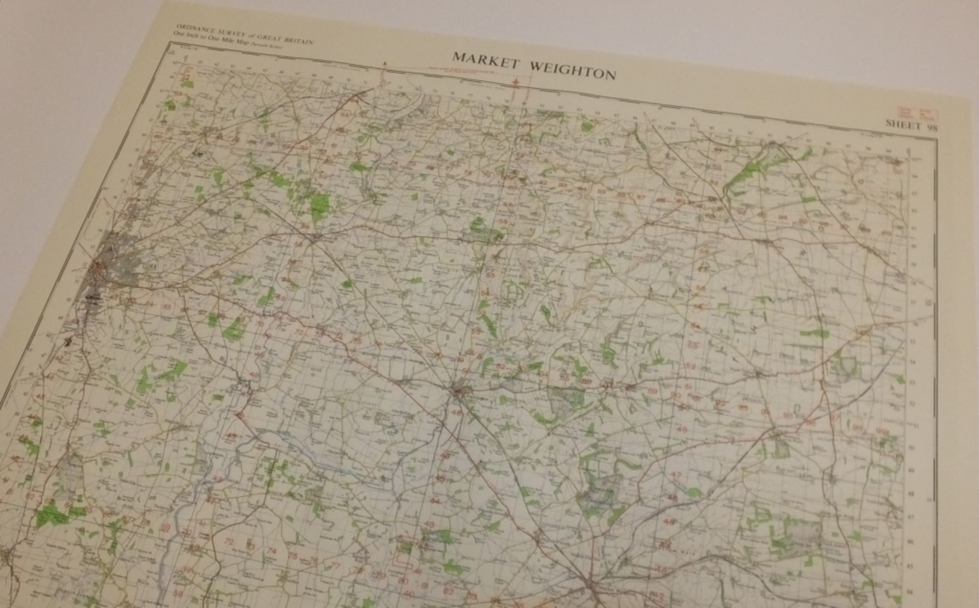 25x ENGLAND & WALES MAP MARKET WEIGHTON 1INCH 1MILE 1961 7TH SERIES 3GSGS SHEET 98 - Bild 2 aus 4