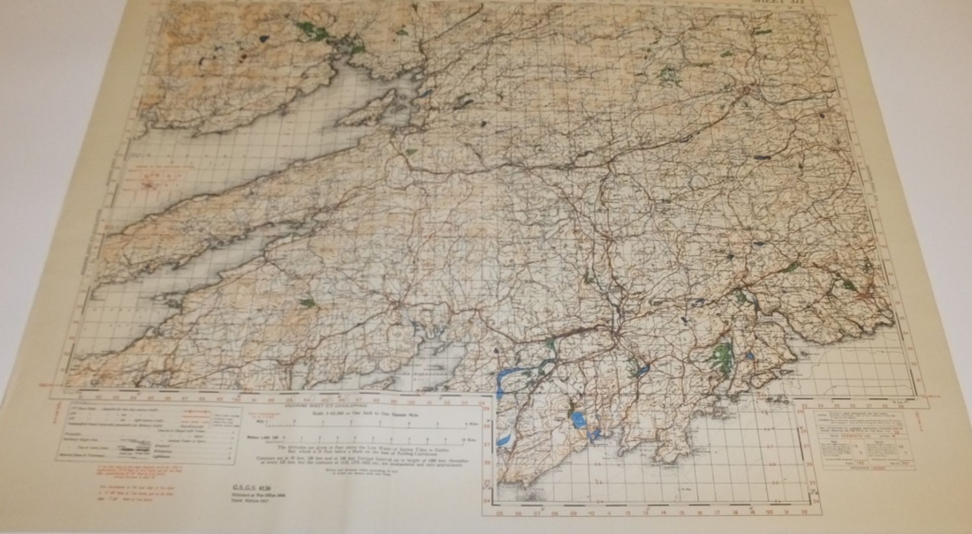 28x IRELAND MAP 1INCH 1MILE 1942 3RD EDITION 4136 GSGS SHEET 373 DRIMOLEAGUE - Image 3 of 3