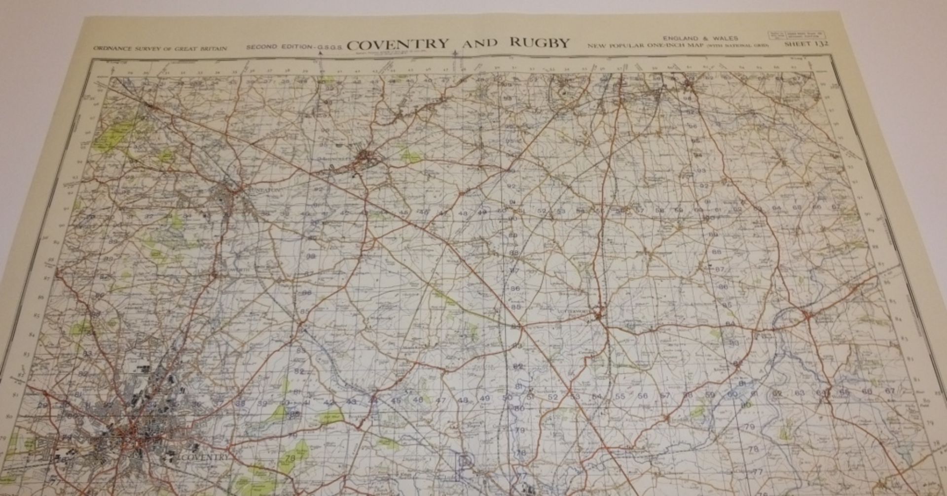 18x ENGLAND & WALES MAP COVENTRY RUENGLAND & WALESY 1INCH 1MILE 1952 2ND EDITION 4620GSGS - Bild 2 aus 5