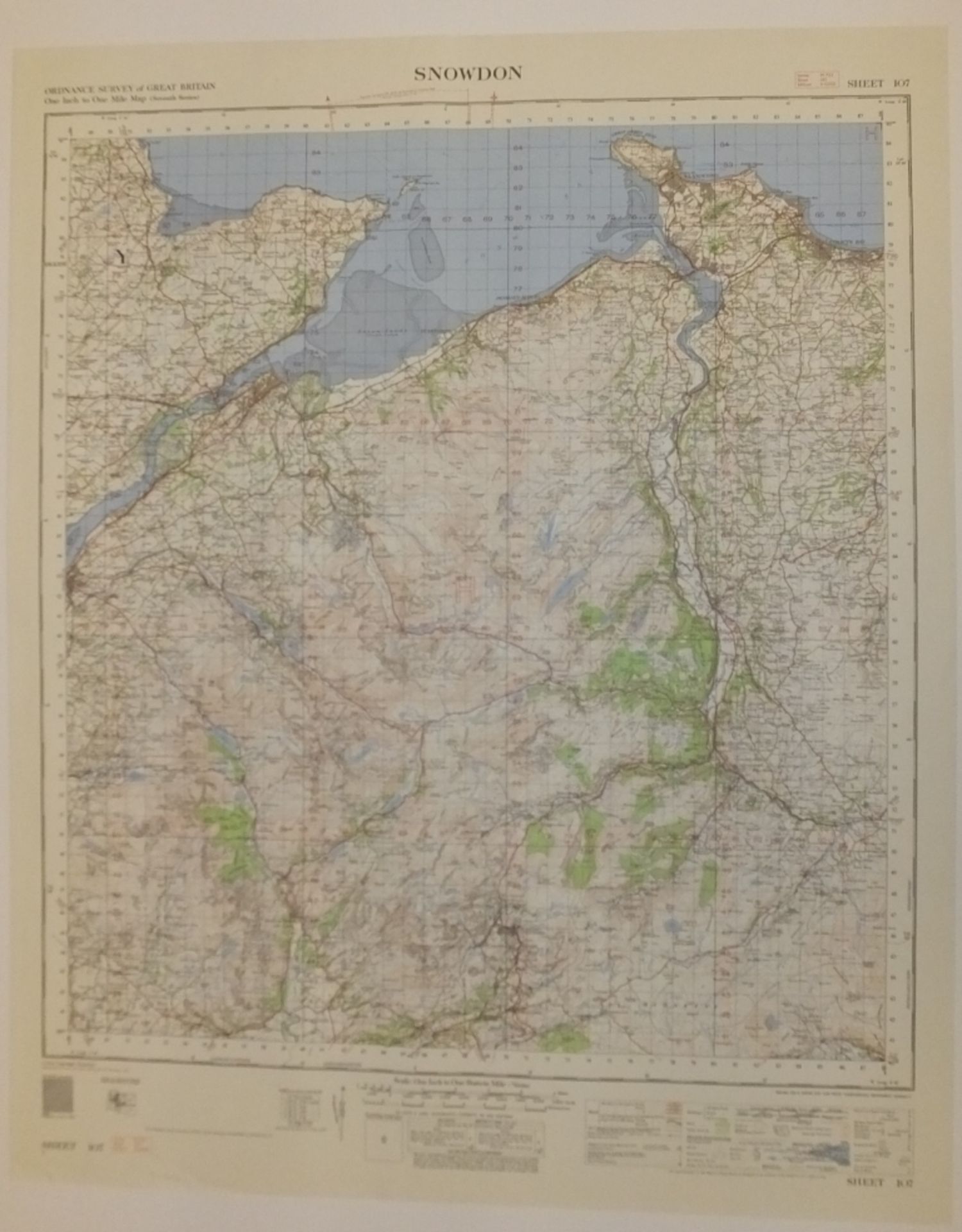 4x ENGLAND & WALES MAP SNOWDON 1INCH 1MILE 1959 7TH SERIES 3GSGS SHEET 107