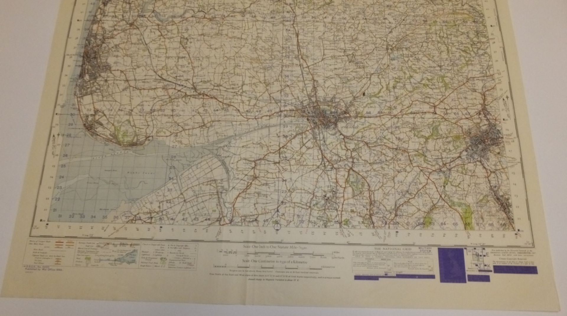 5x ENGLAND & WALES MAP PRESTON BLACKPOOL 1INCH 1MILE 1948 WAR OFFICE EDITION 4620 GSGS SHE - Bild 3 aus 4