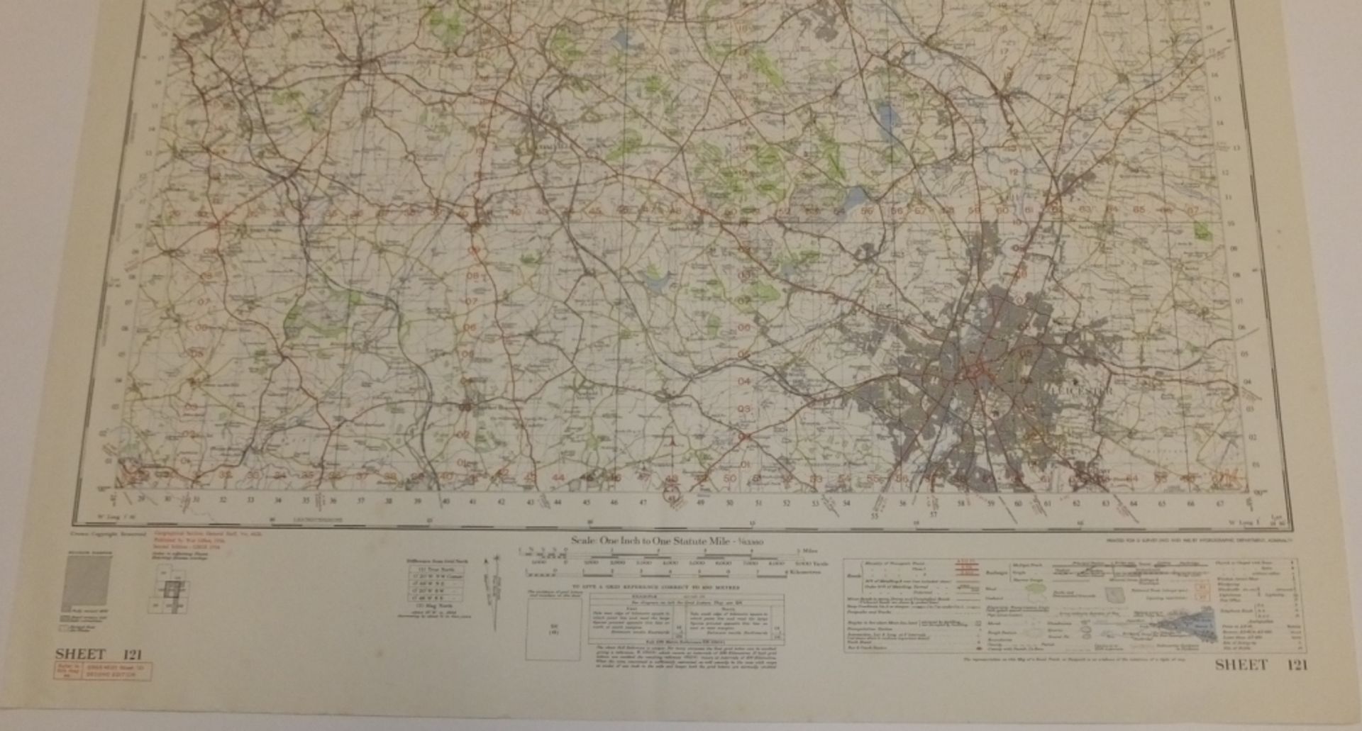 15x ENGLAND & WALES MAP DERBY LEICESTER 1INCH 1MILE 1954 7TH SERIES 2GSGS SHEET 121 - Bild 5 aus 5