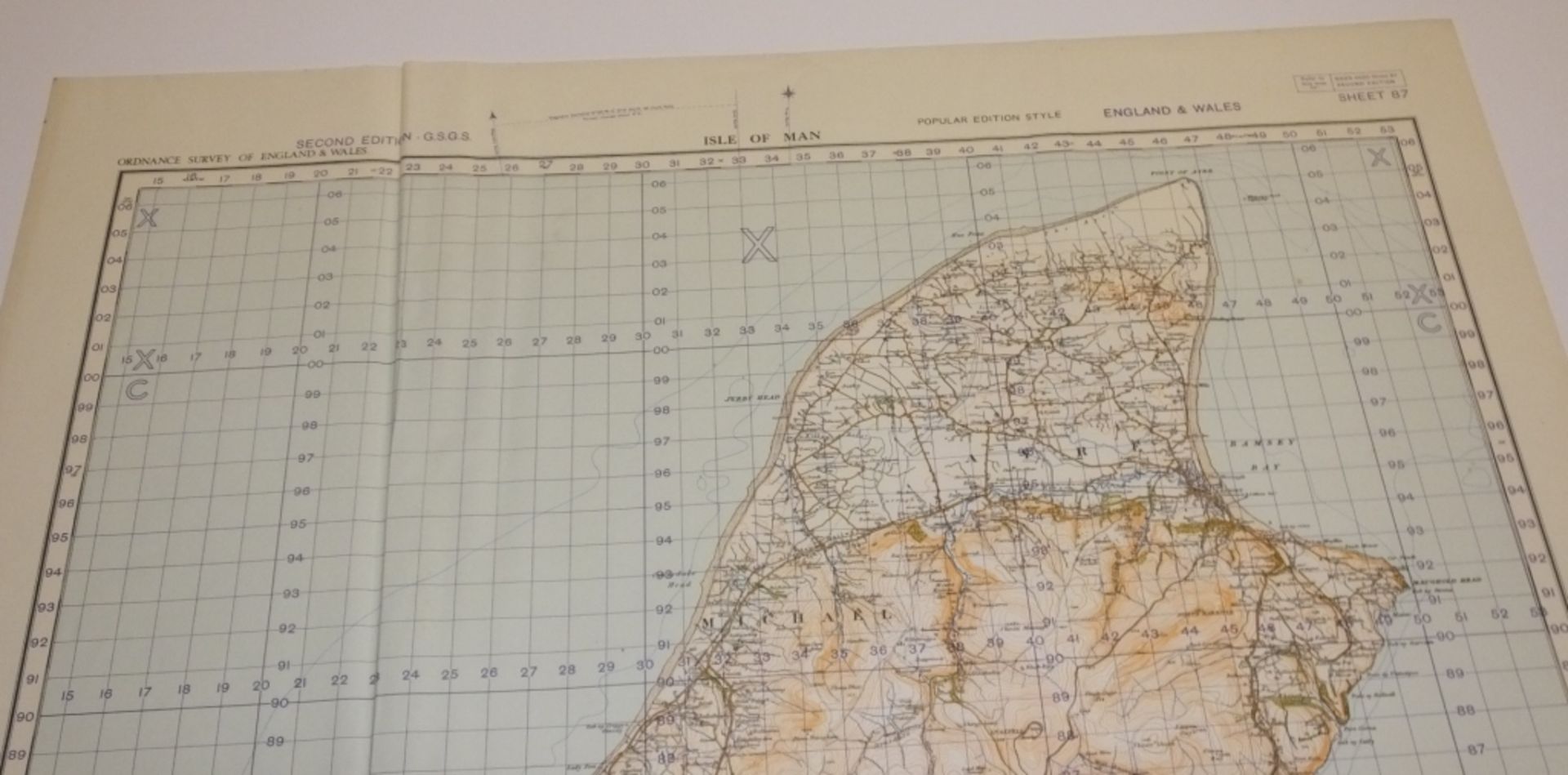 25x ENGLAND & WALES MAP ISLE OF MAN 1INCH 1MILE 1952 2ND EDITION 4620GSGS SHEET 87 - Bild 2 aus 4