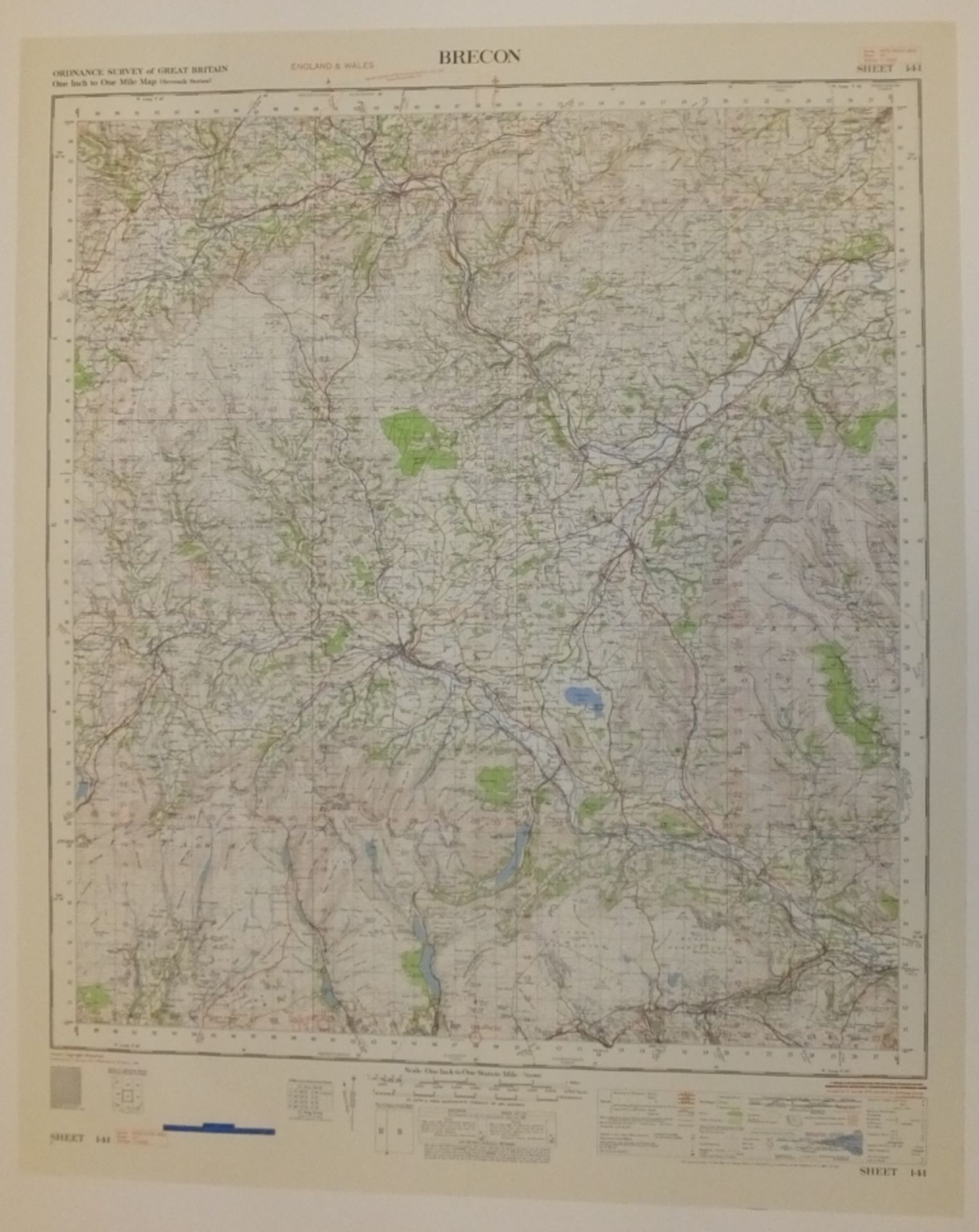 23x ENGLAND & WALES MAP BRECON 1INCH 1MILE 1958 7TH SERIES 3GSGS SHEET 141