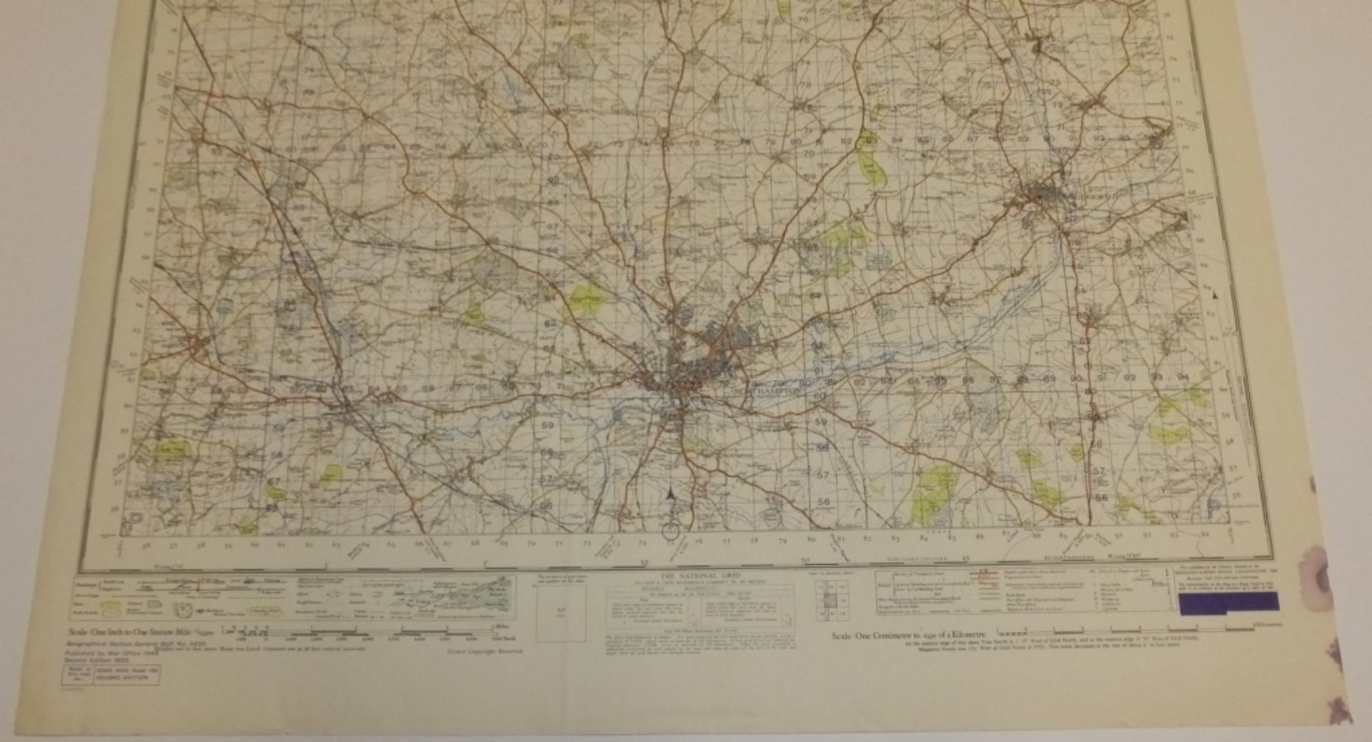 27x ENGLAND & WALES MAP NORTHAMPTON 1INCH 1MILE 1952 2ND EDITION 4620GSGS SHEET 133 - Bild 4 aus 4