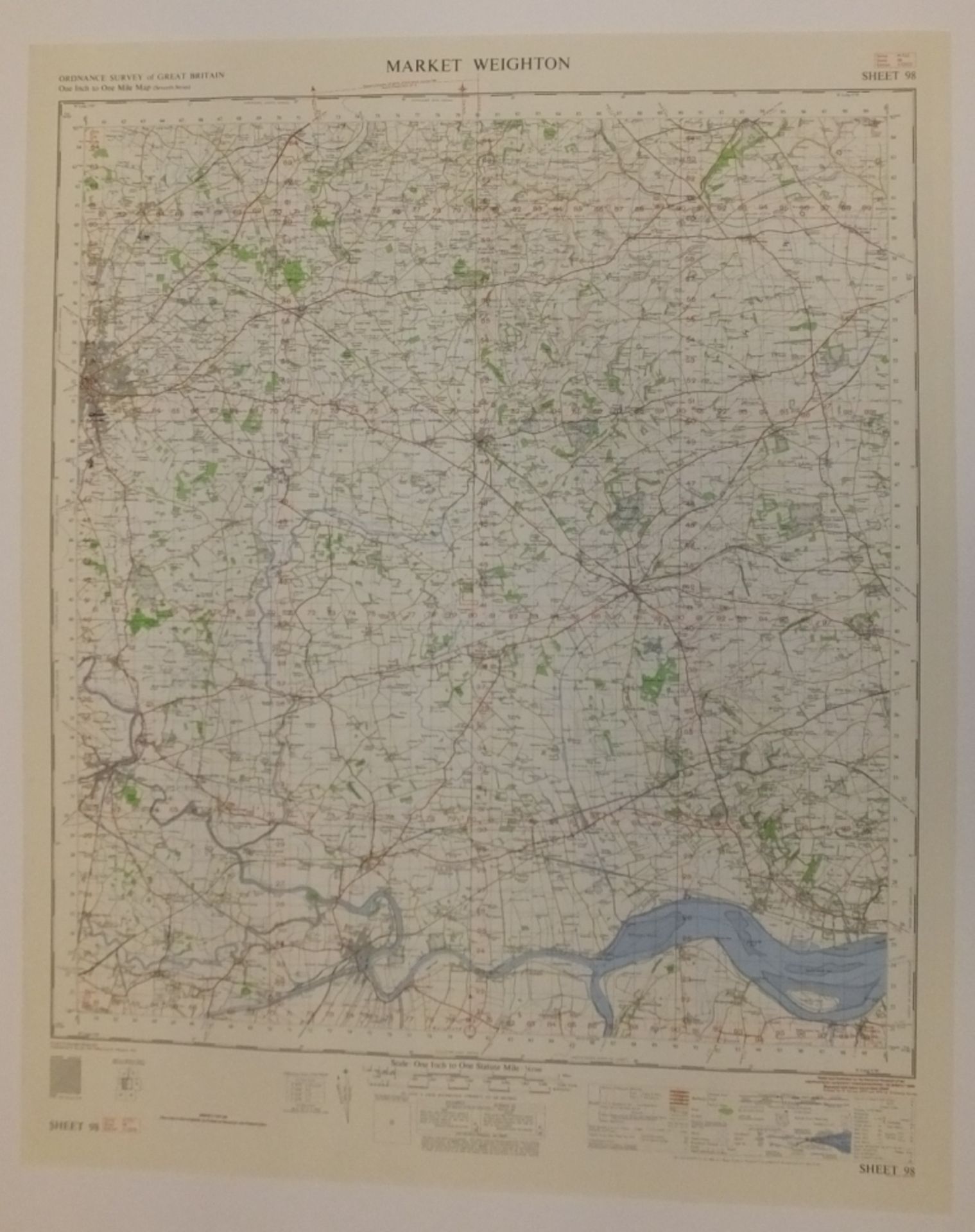 25x ENGLAND & WALES MAP MARKET WEIGHTON 1INCH 1MILE 1961 7TH SERIES 3GSGS SHEET 98