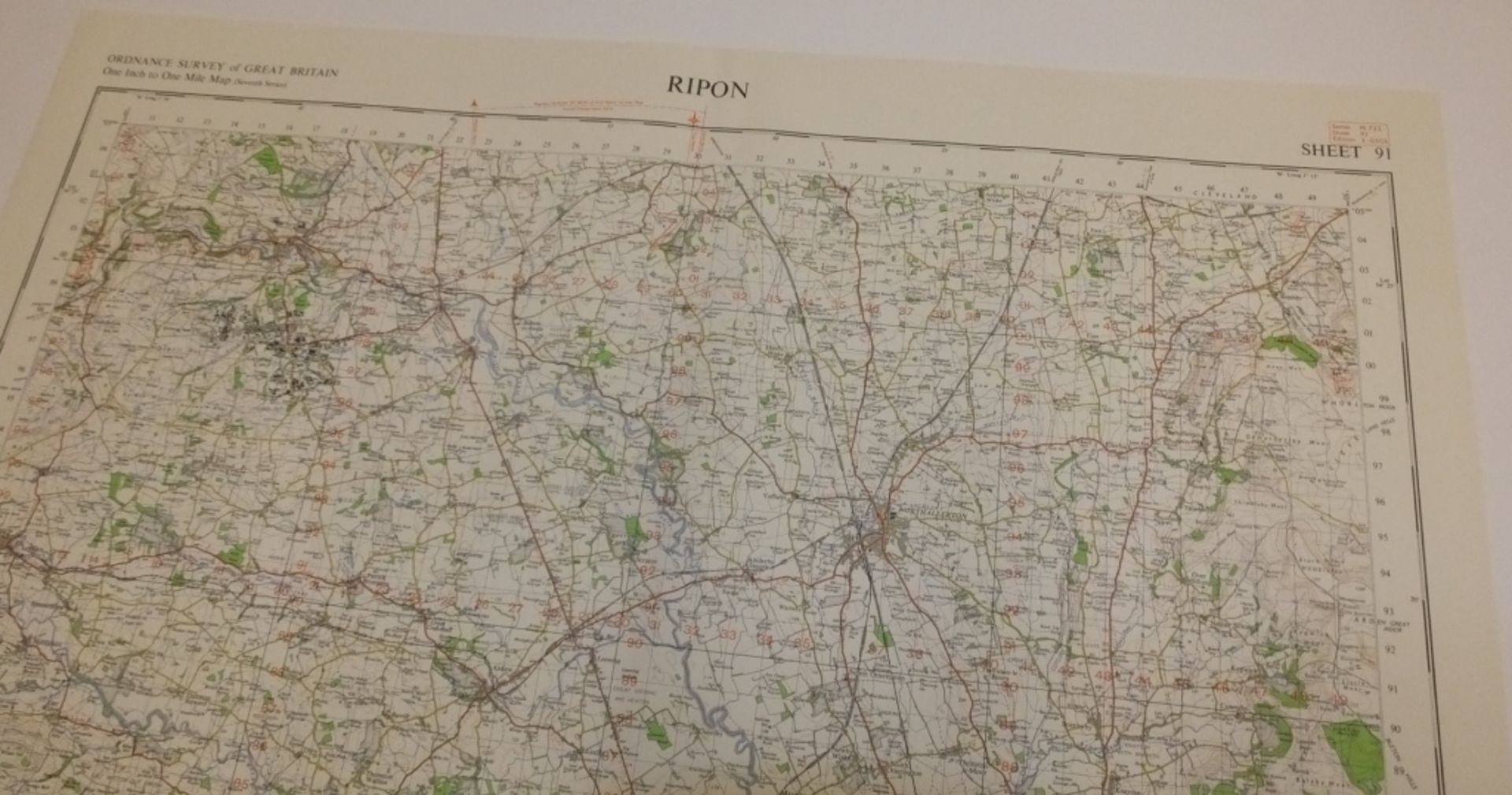 25x ENGLAND & WALES MAP RIPON 1INCH 1MILE 1960 7TH SERIES 3GSGS SHEET 91 - Image 2 of 4