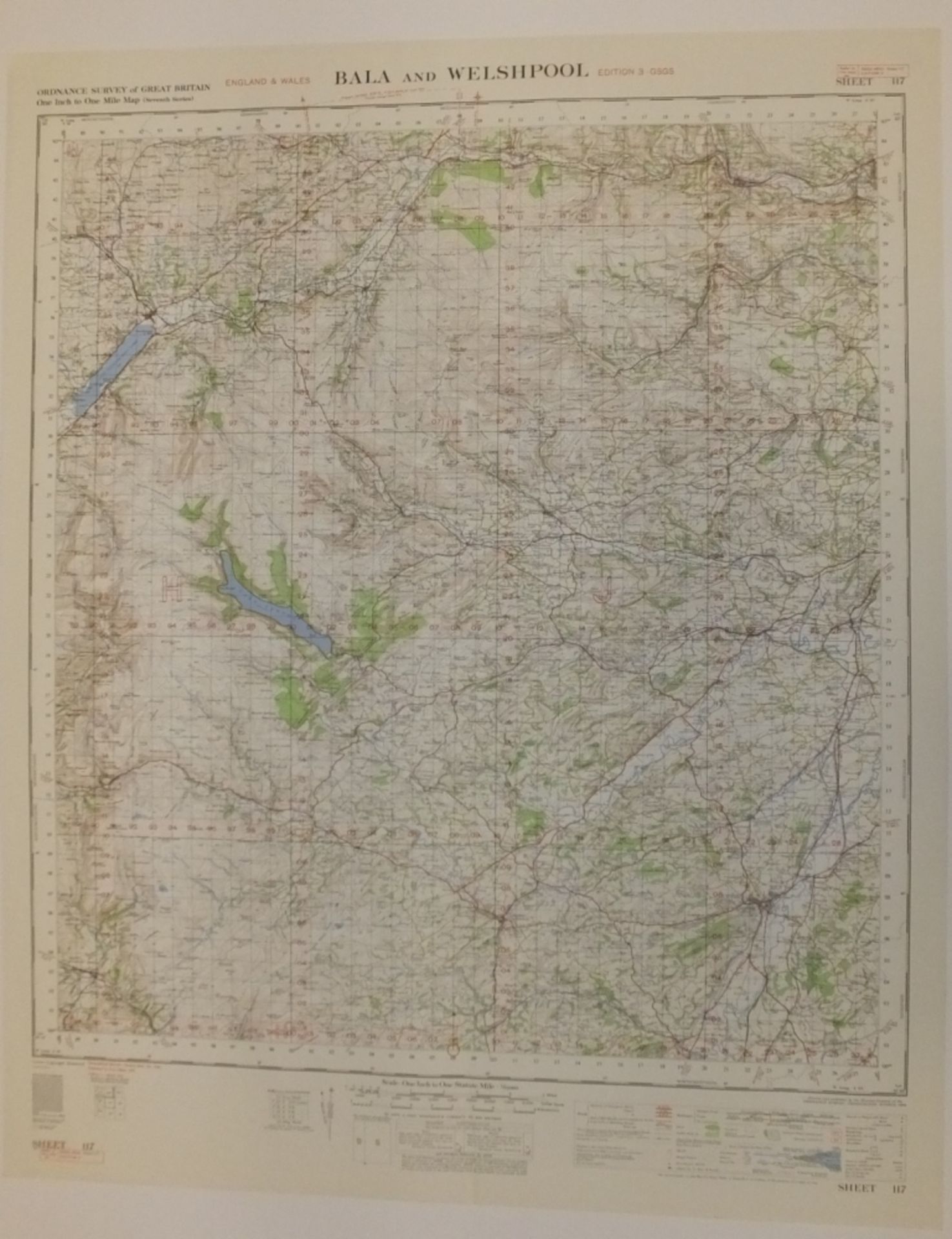 26x ENGLAND & WALES MAP BALA AND WELSHPOOL 1INCH 1MILE 1955 7TH SERIES 3GSGS SHEET 117