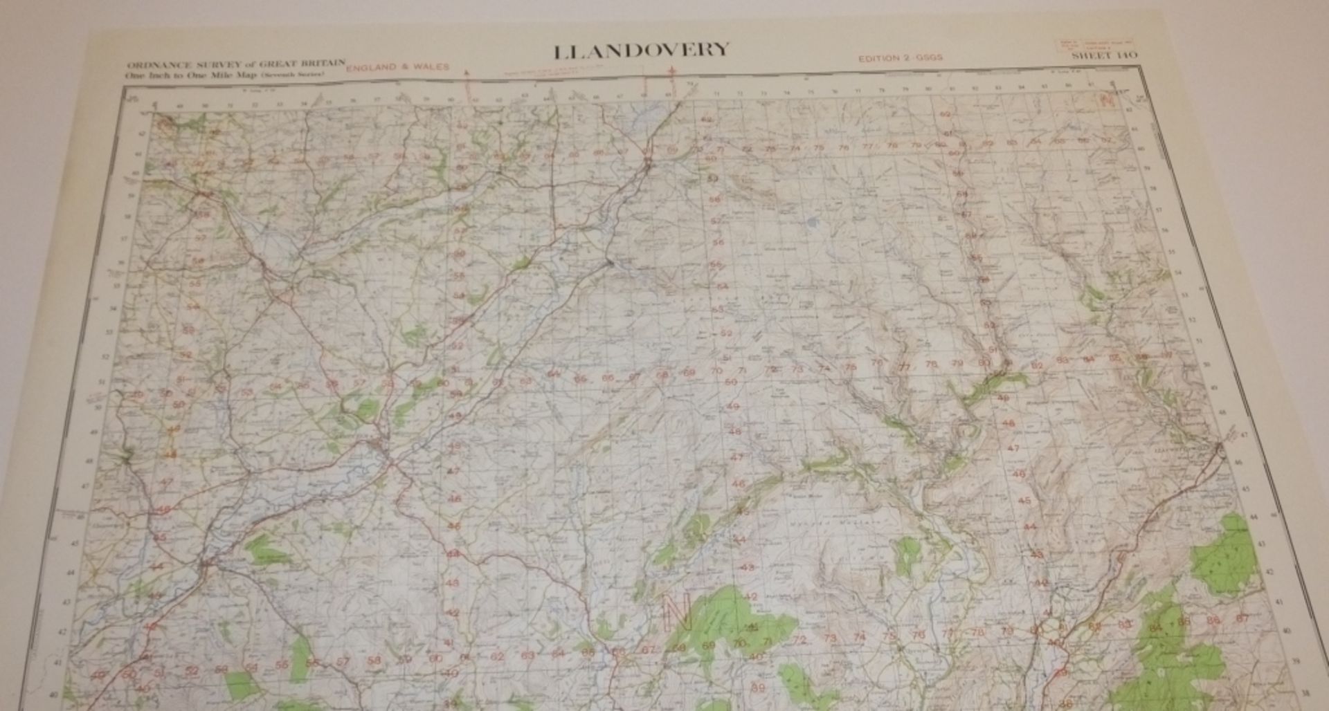 29x ENGLAND & WALES MAP LLADOVERY 1INCH 1MILE 1955 7TH SERIES 2GSGS SHEET 140 - Image 3 of 5