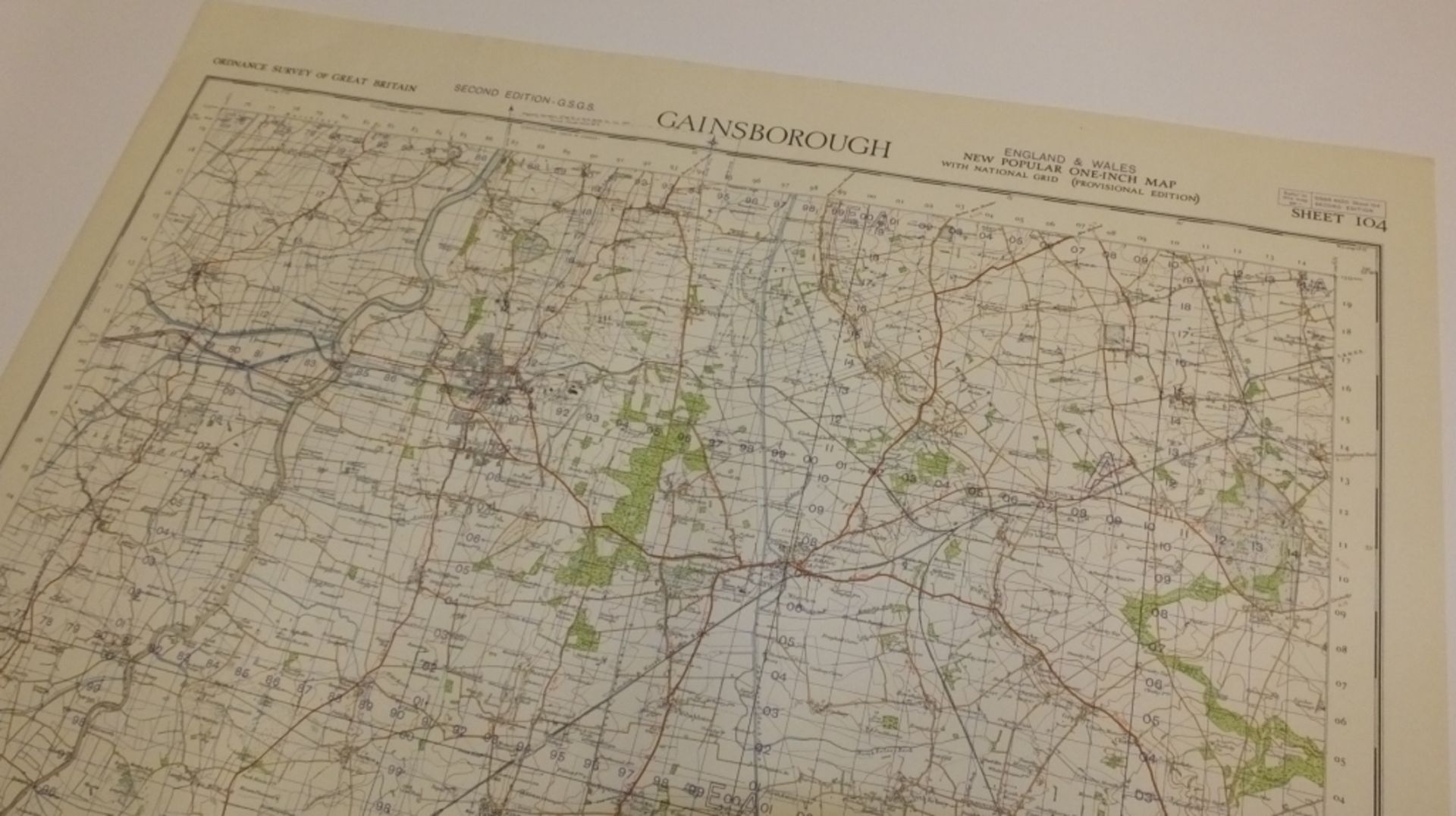 26x ENGLAND & WALES MAP GAINSBOROUGH 1INCH 1MILE 1952 2ND EDITION 4620GSGS SHEET 104 - Bild 2 aus 4