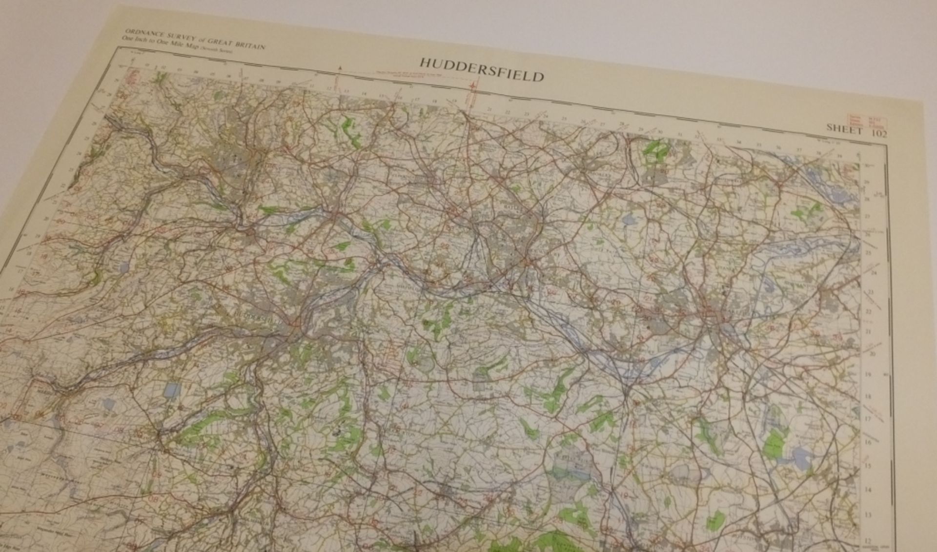 24x ENGLAND & WALES MAP HUDDERSFIELD 1INCH 1MILE 7TH SERIES 3GSGS SHEET 102 - Bild 2 aus 4