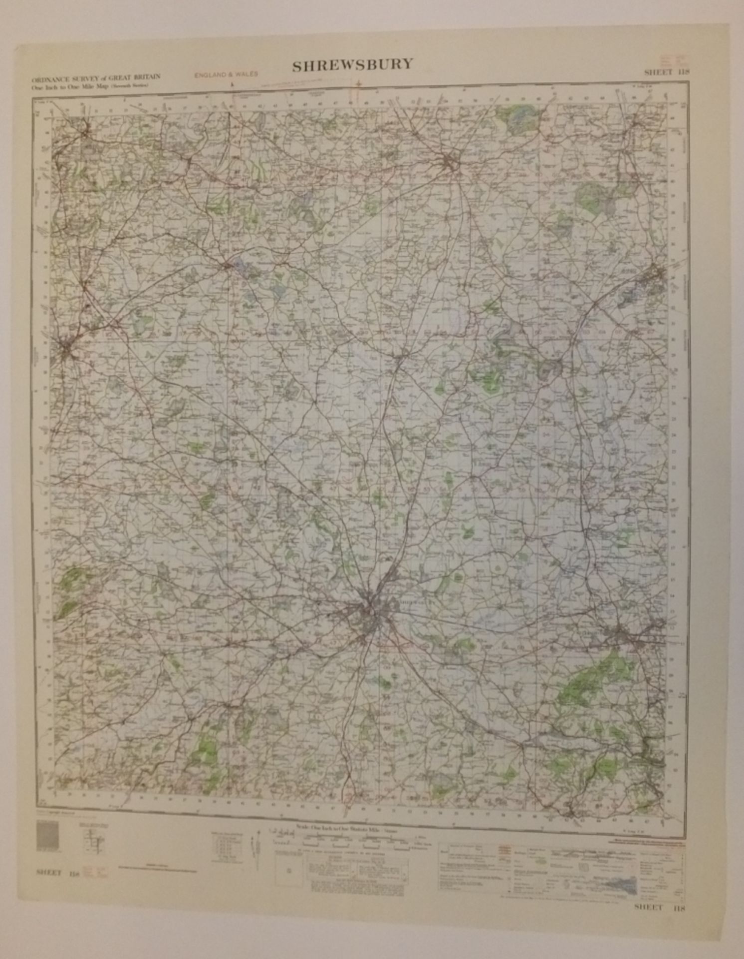 25x ENGLAND & WALES MAP SHREWSBURY 1INCH 1MILE 1954 7TH SERIES 3GSGS SHEET 118