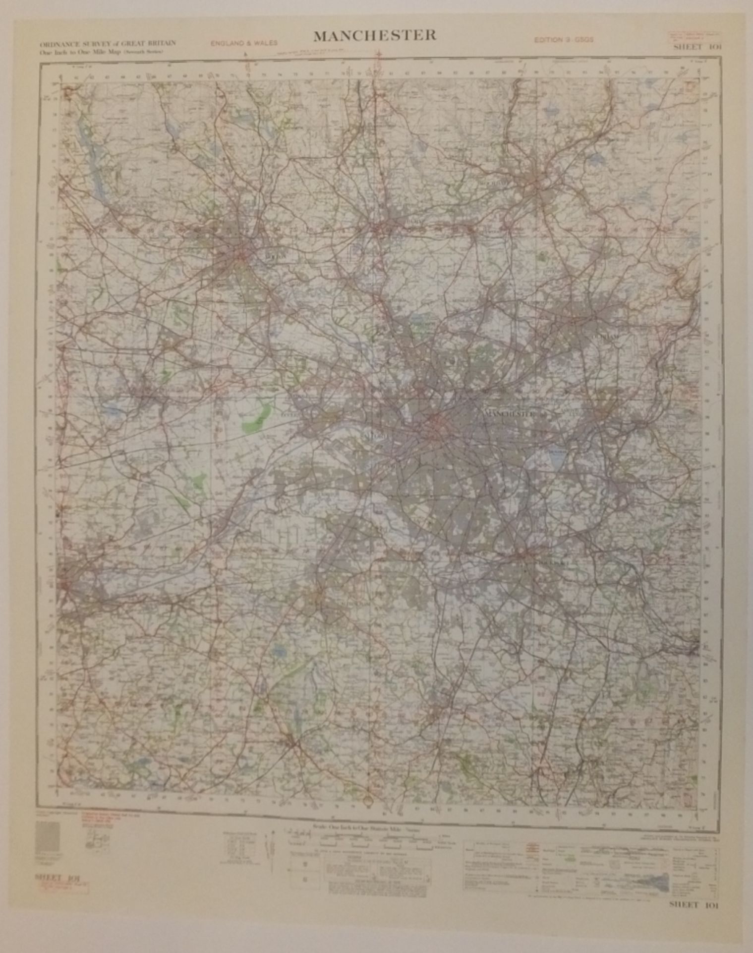 26x ENGLAND & WALES MAP MANCHESTER 1INCH 1MILE 1954 7TH SERIES 3GSGS SHEET 101