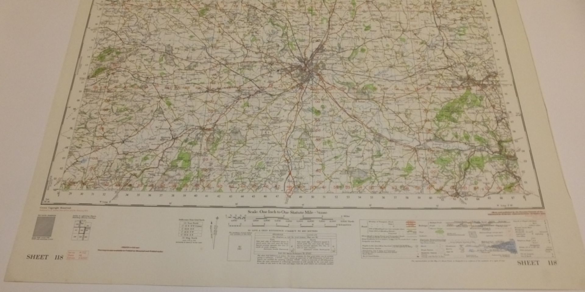 25x ENGLAND & WALES MAP SHREWSBURY 1INCH 1MILE 1954 7TH SERIES 3GSGS SHEET 118 - Bild 5 aus 5