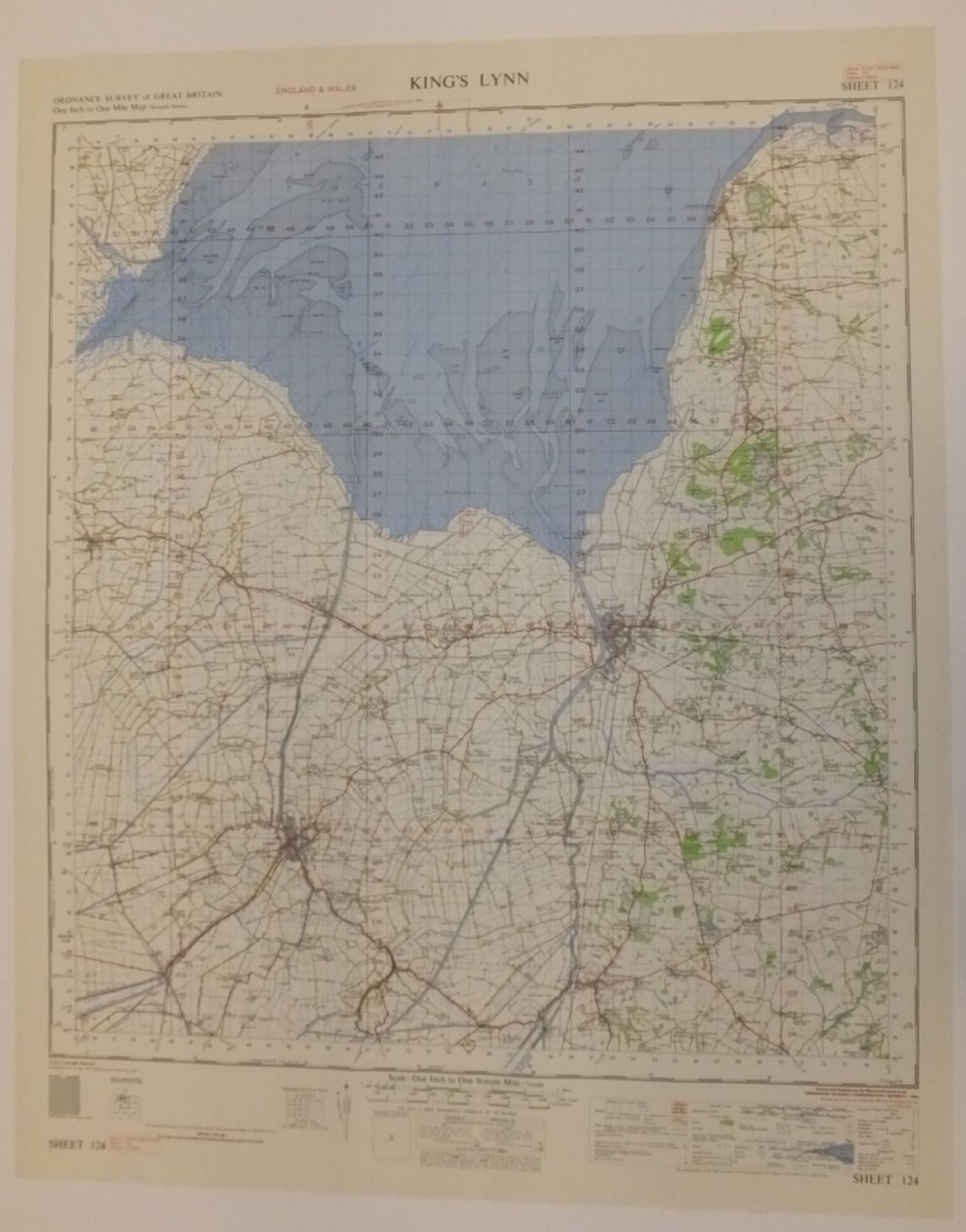 27x ENGLAND & WALES MAP KINGS LYNN 1INCH 1MILE 1958 7TH SERIES 3GSGS SHEET 124