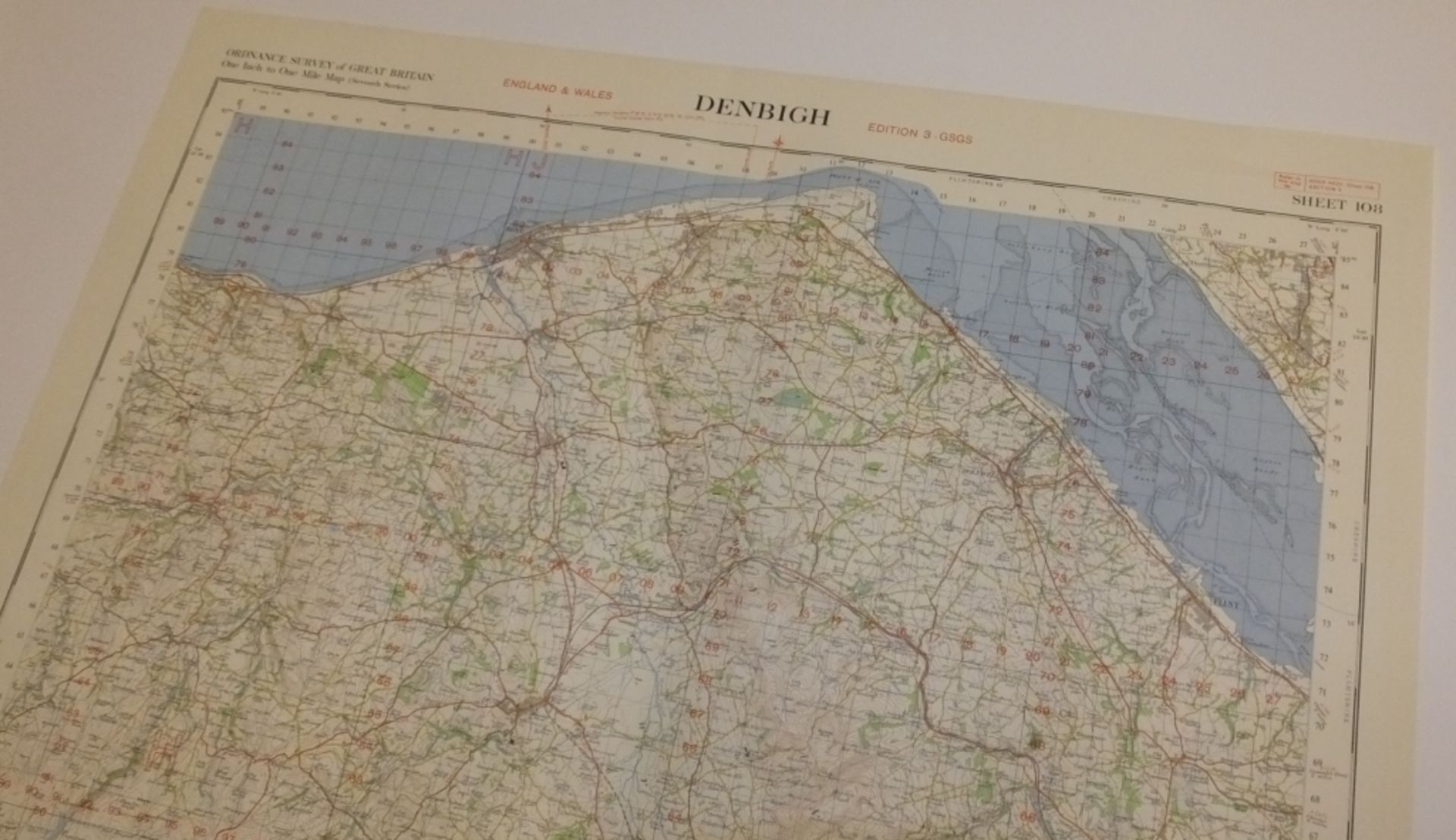 27x ENGLAND & WALES MAP DENBIGH 1INCH 1MILE 1955 3RD EDITION 3 GSGS SHEET 108 - Bild 2 aus 4