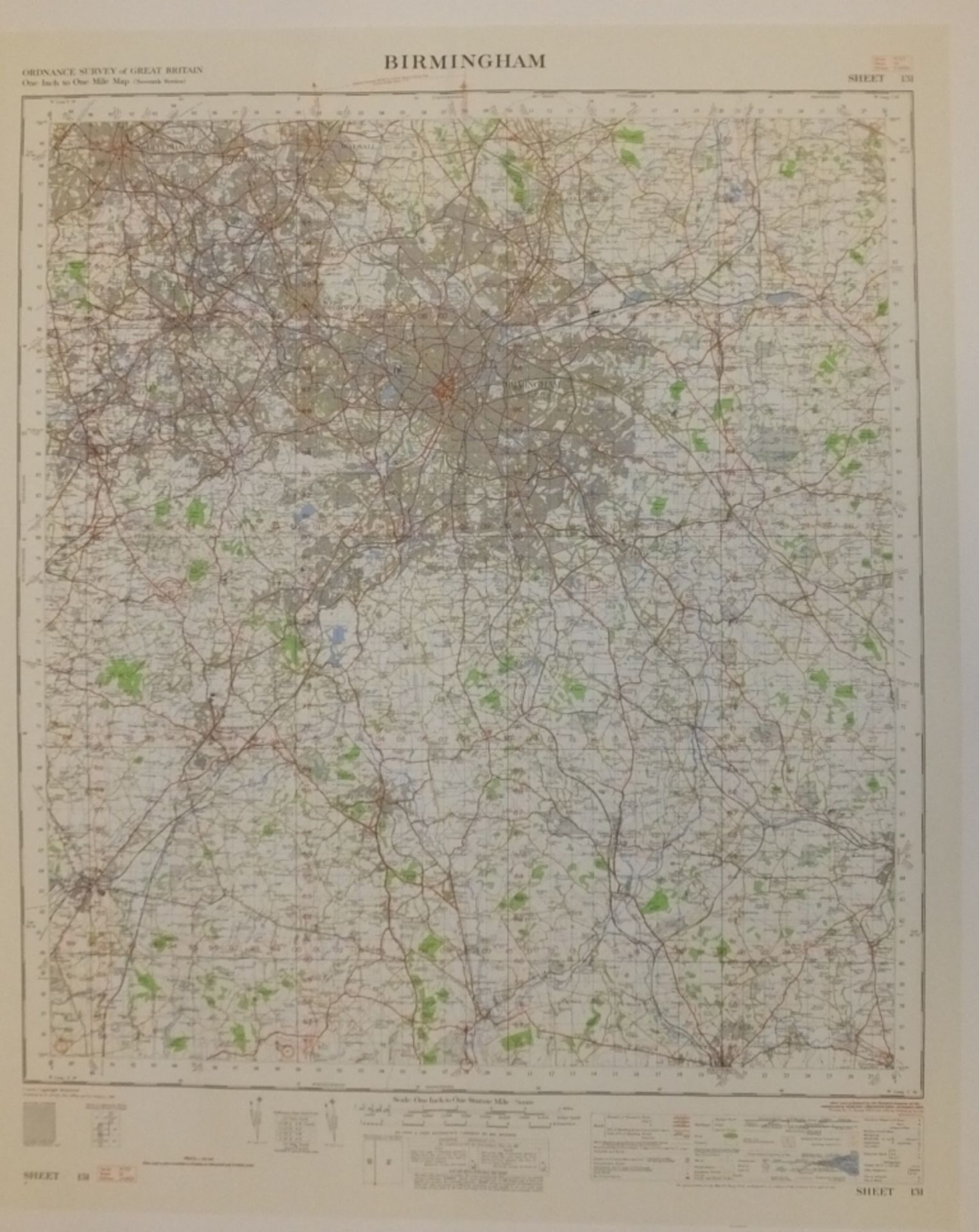 17x ENGLAND & WALES MAP BIRMINGHAM 1INCH 1MILE 1960 7TH SERIES 3GSGS SHEET 131
