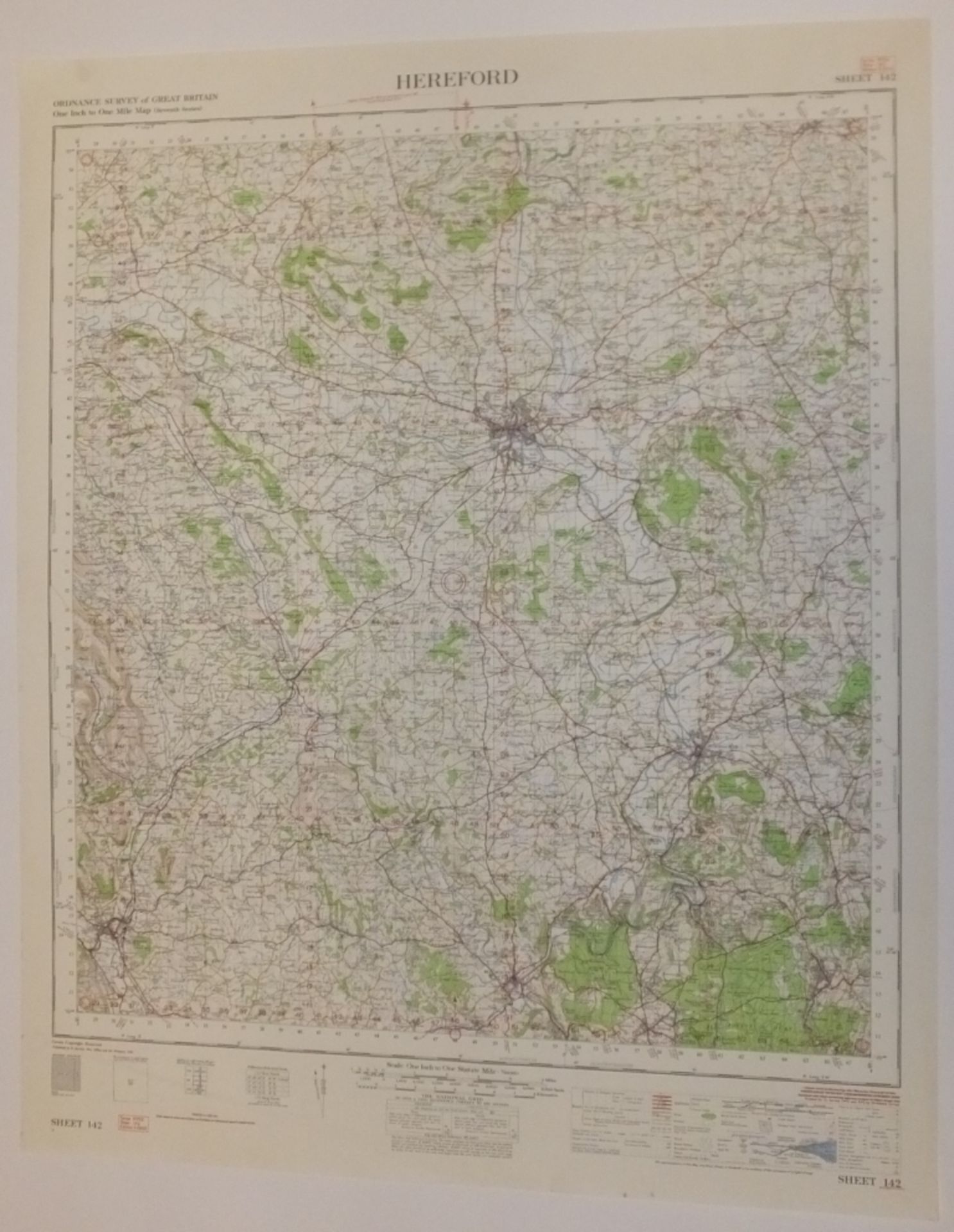 2x ENGLAND & WALES MAP HEREFORD 1INCH 1MILE 1961 7TH SERIES 3GSGS SHEET 142