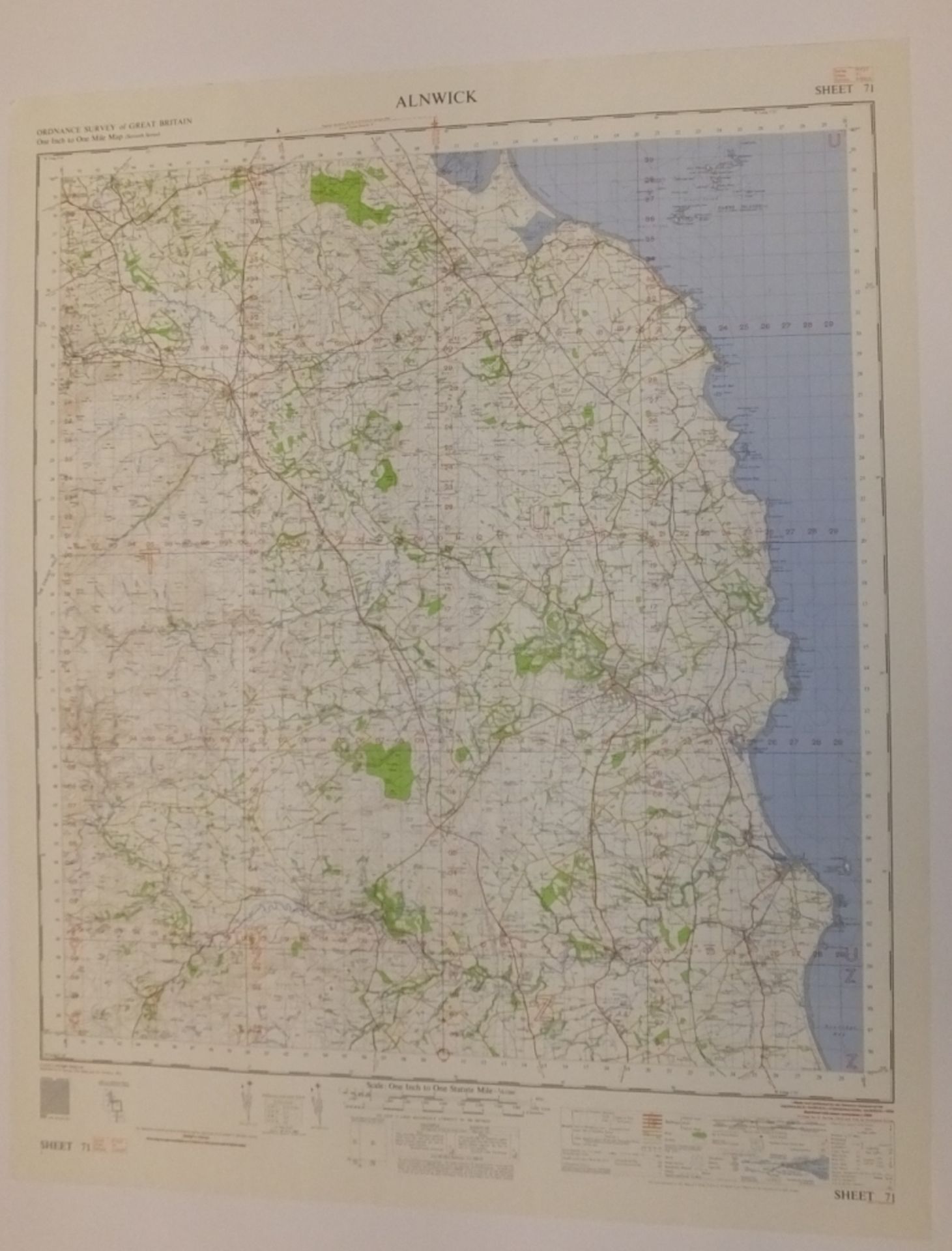 28x ENGLAND & WALES MAP ALNWICK 1INCH 1 MILE 1960 1960 7TH SERIES 3-GSGS SHEET 71