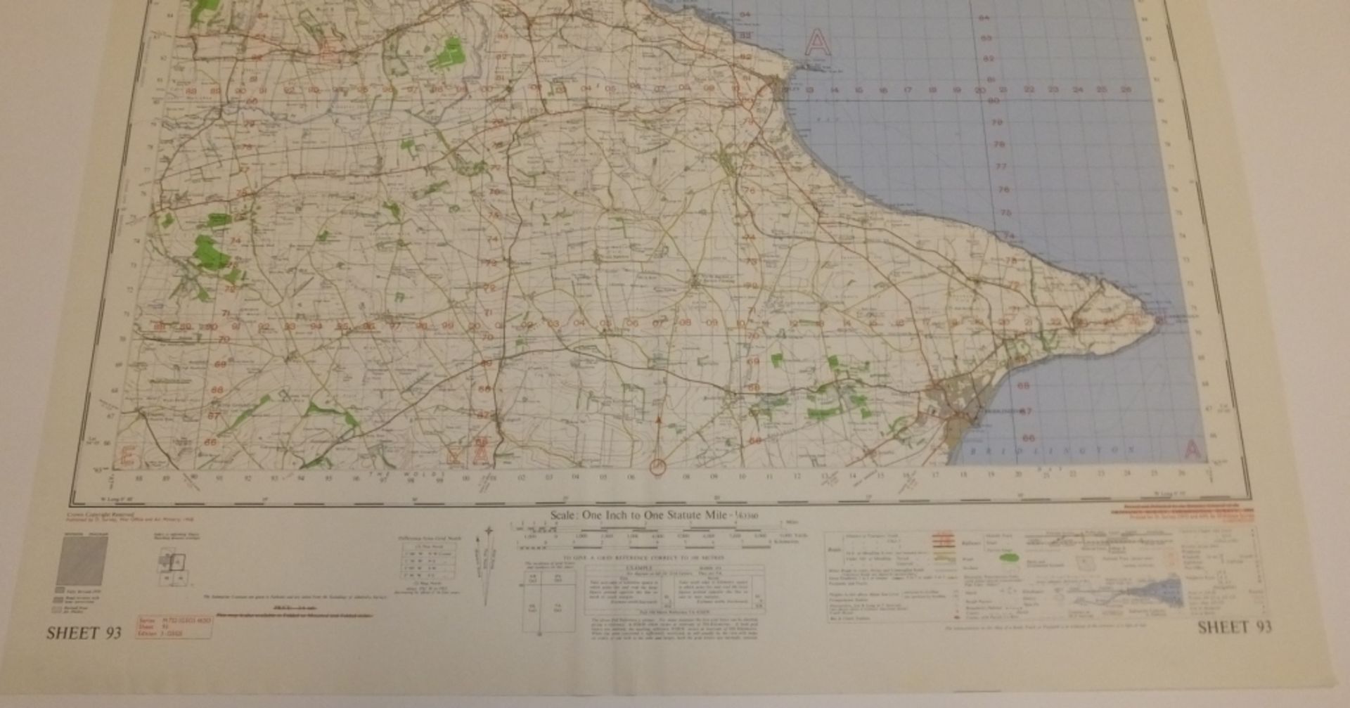 22x ENGLAND & WALES MAP SCARBOROUGH 1INCH 1MILE 1958 3 EDITION 4620 GSGS SHEET 93 - Bild 3 aus 4