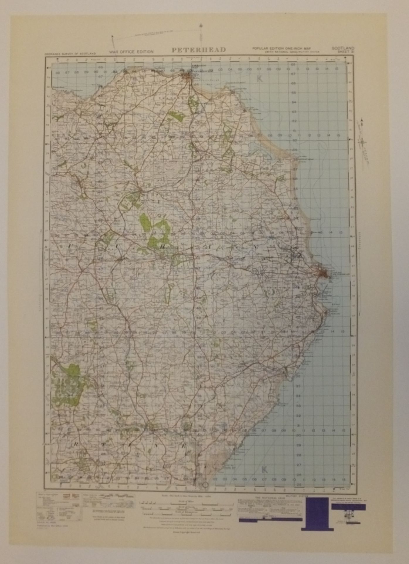 29x SCOTLAND MAP PETERHEAD 1INCH 1MILE 1949 POPULAR EDITION 4639GSGS SHEET 31