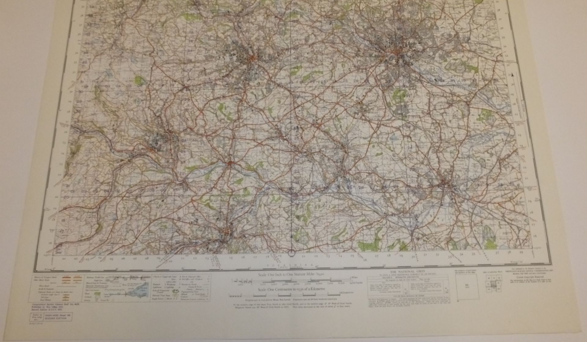 26x ENGLAND & WALES MAP LEEDS BRADFORD 1INCH 1MILE 1951 2ND EDITION 4620 GSGS SHEET 96 - Bild 3 aus 4