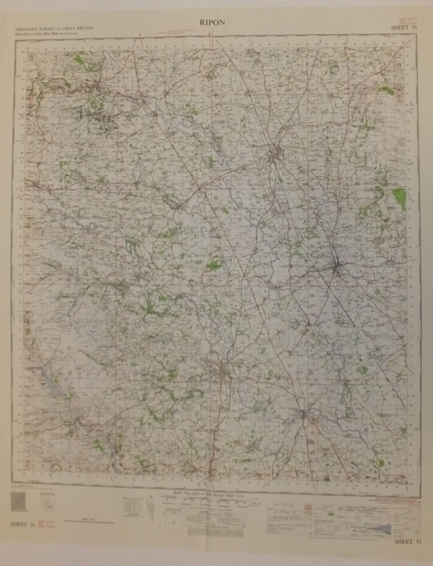 25x ENGLAND & WALES MAP RIPON 1INCH 1MILE 1960 7TH SERIES 3GSGS SHEET 91